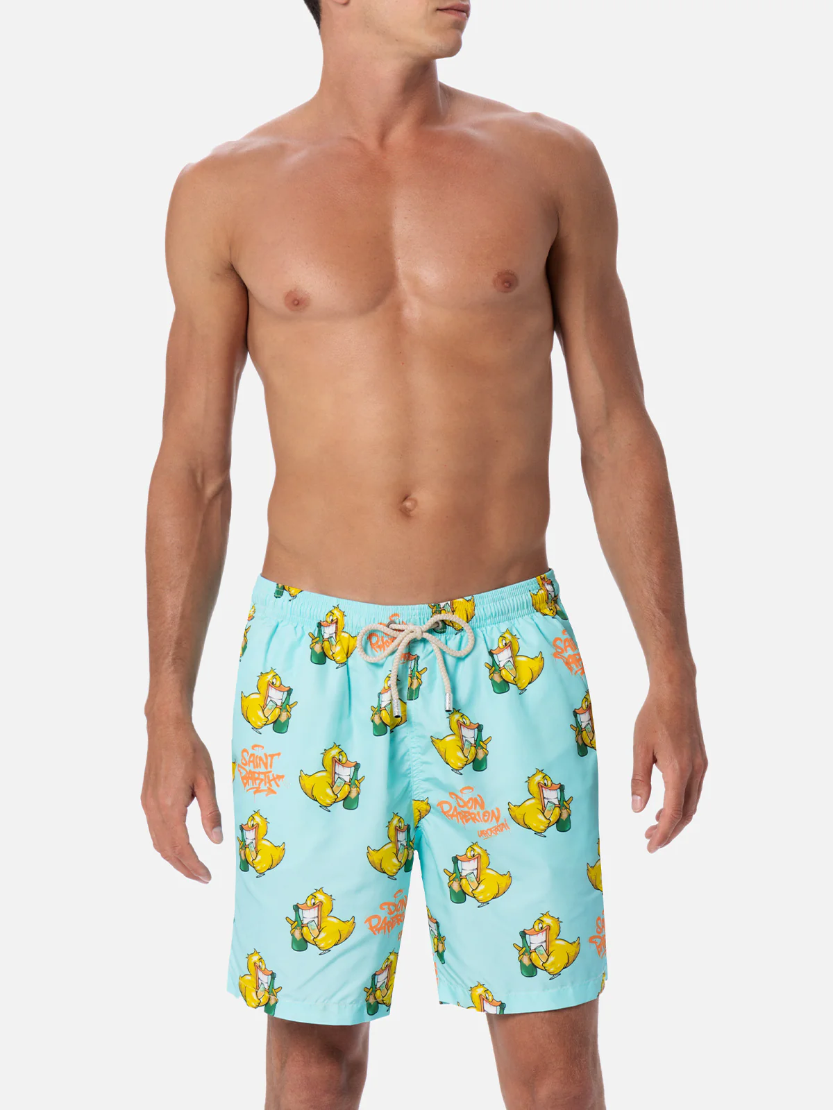 Lighting swim shorts with Cryptopuppets Don Paperion print in multicolor | Special Edition - Image 3