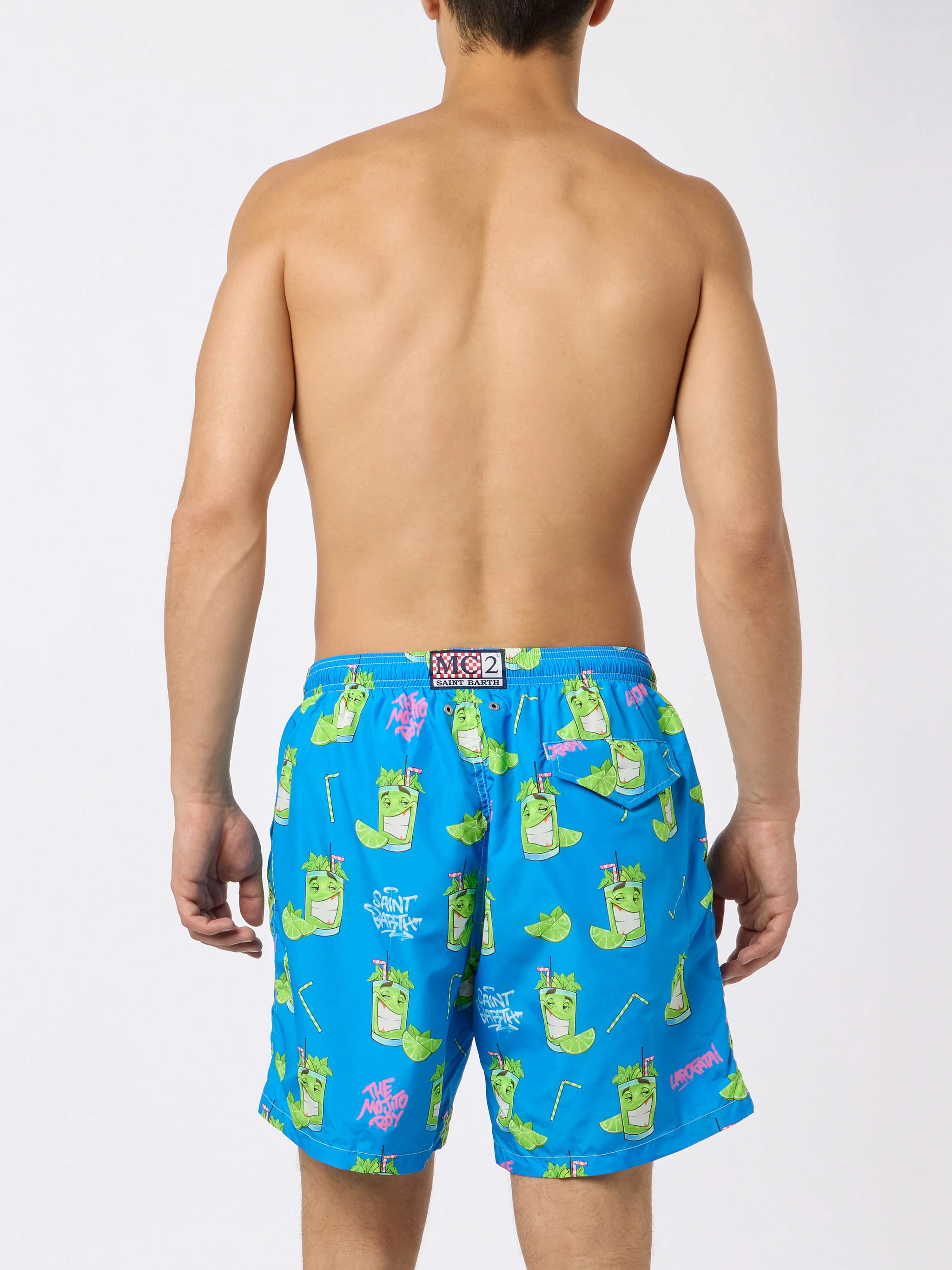Lighting swim shorts with Cryptopuppets Mojito print in green | Special Edition - Image 4