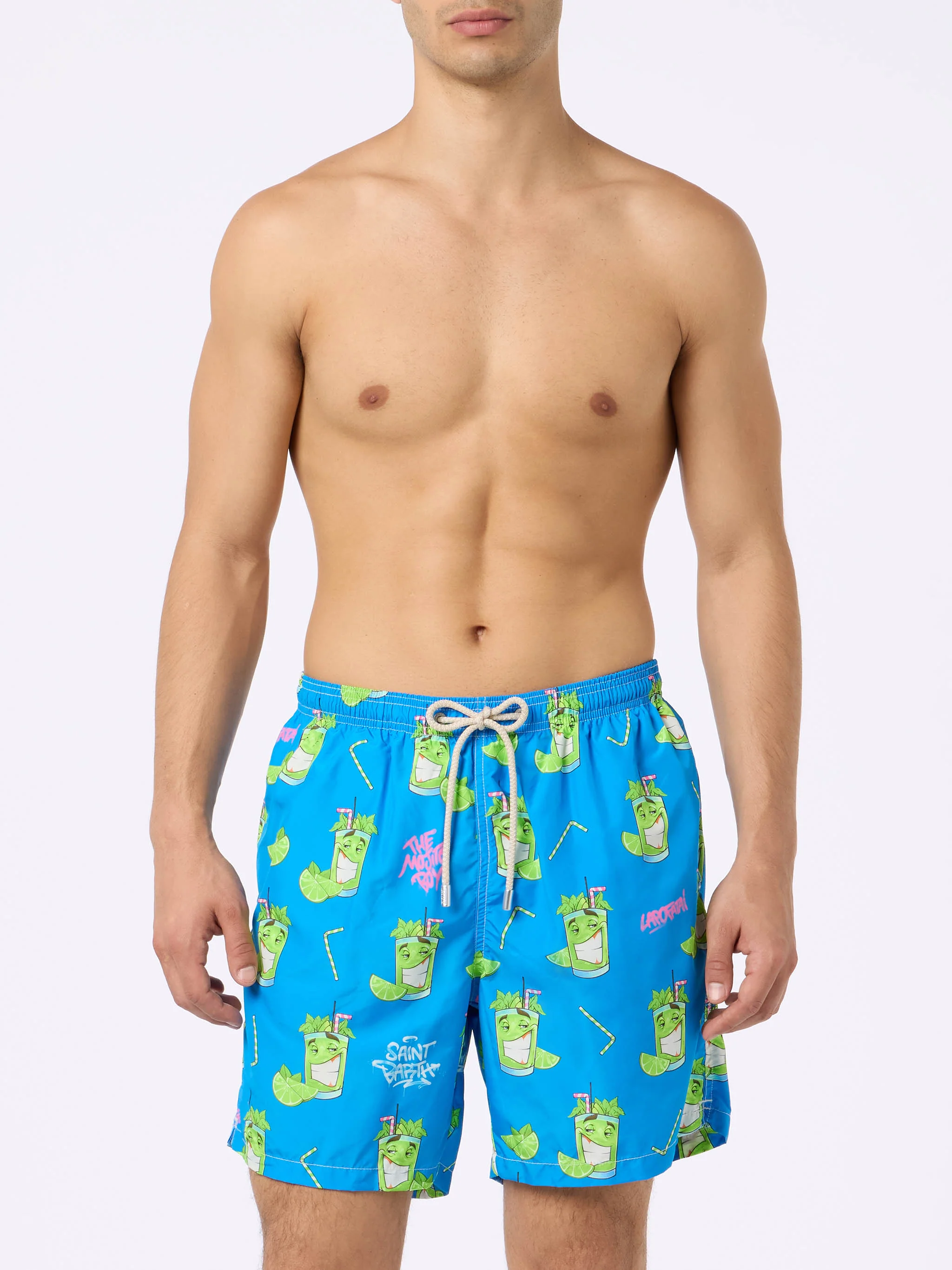 Lighting swim shorts with Cryptopuppets Mojito print in green | Special Edition - Image 5