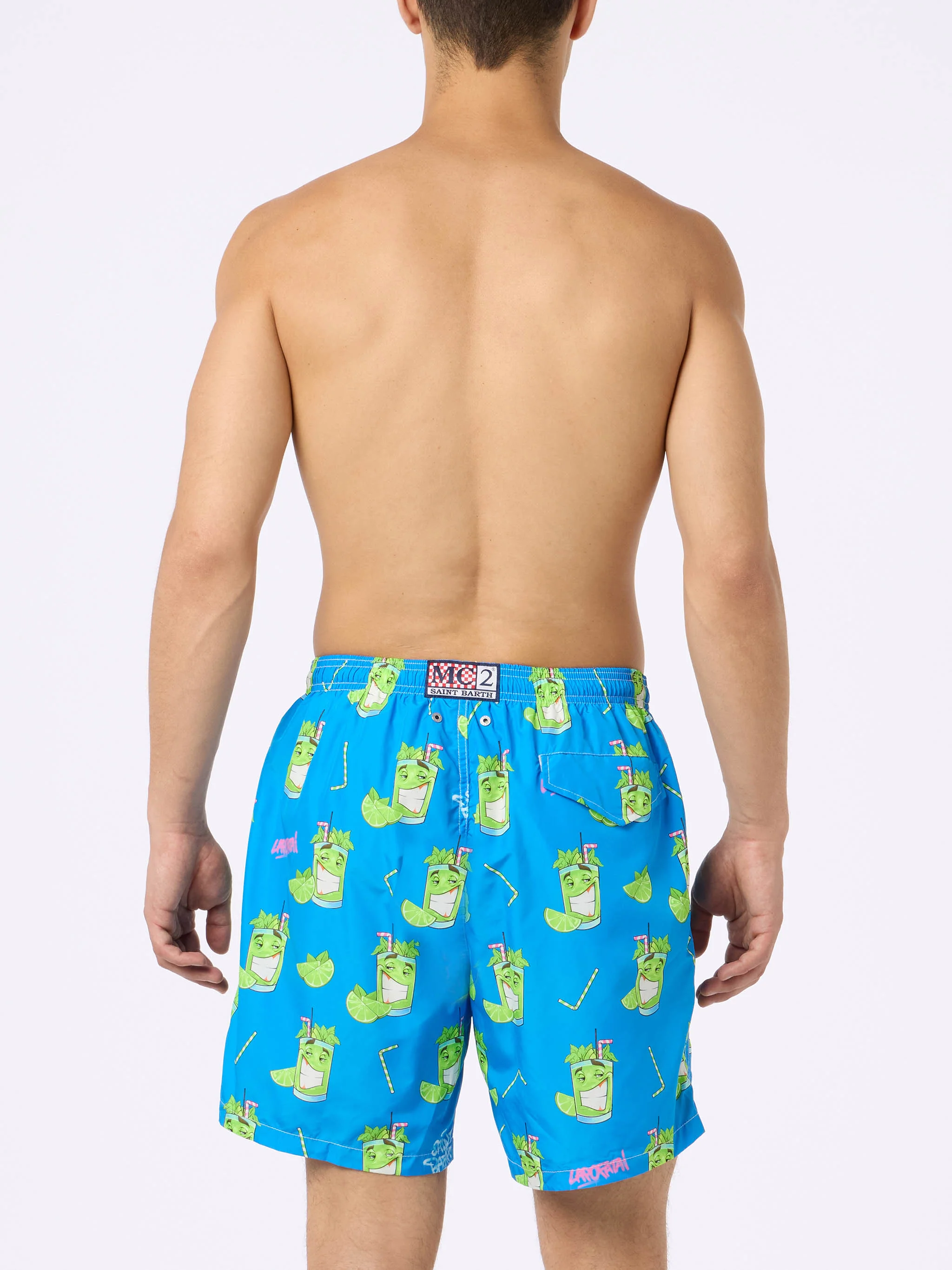 Lighting swim shorts with Cryptopuppets Mojito print in green | Special Edition - Image 6