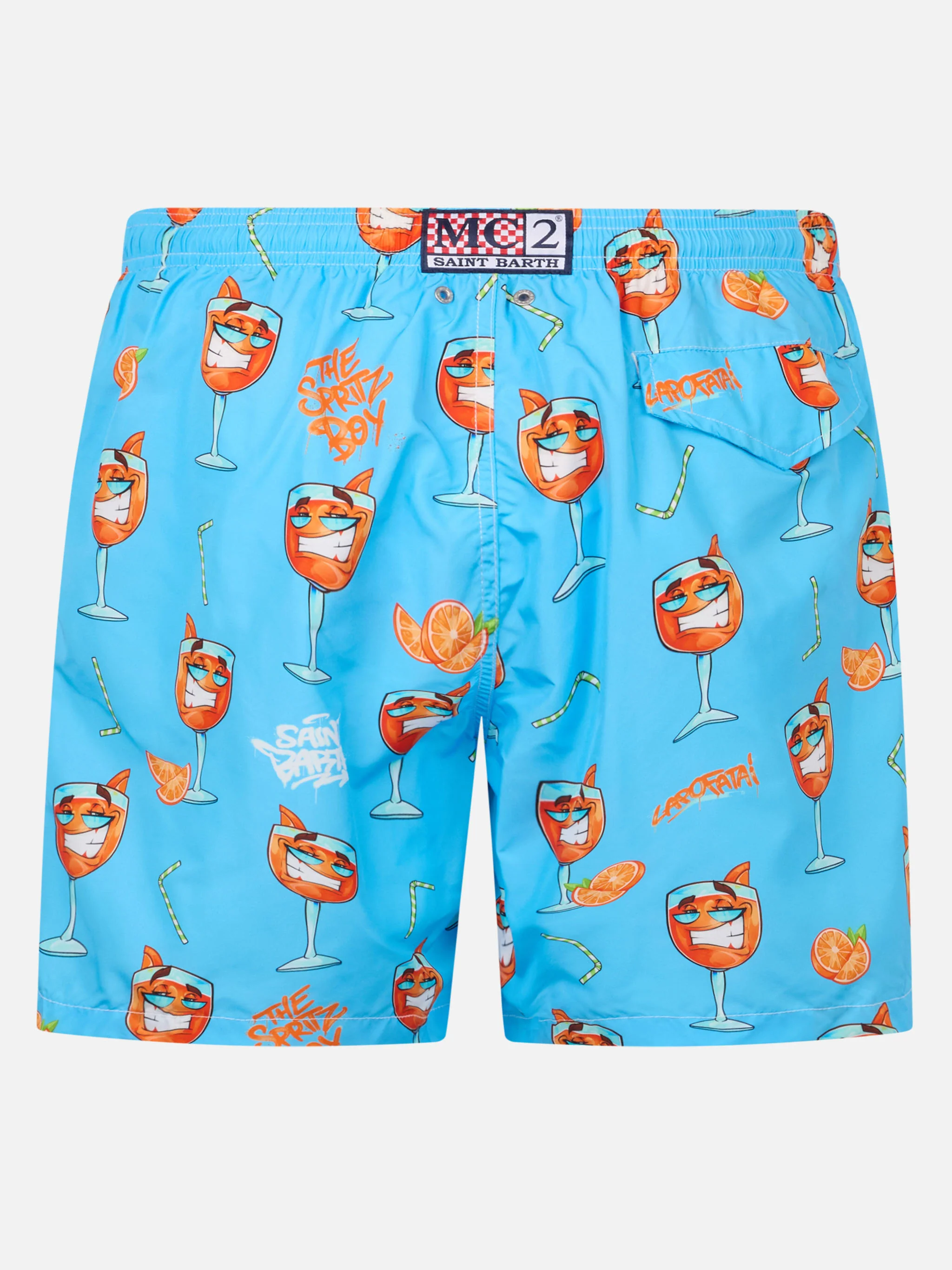 Lighting swim shorts with Cryptopuppets Spritz print in light blue | Special Edition - Image 2
