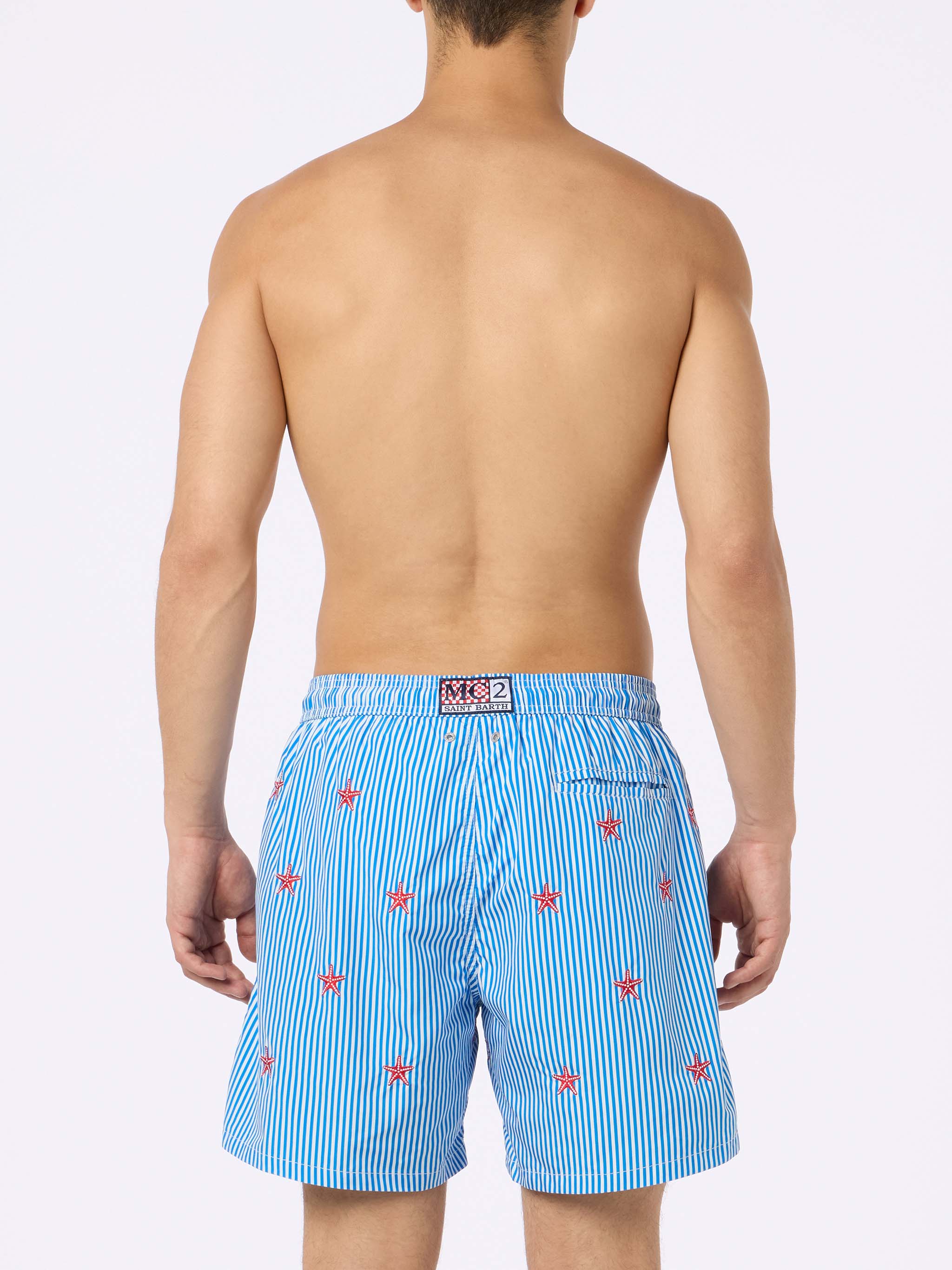 Lighting embroidered striped starfish swim shorts - Image 4