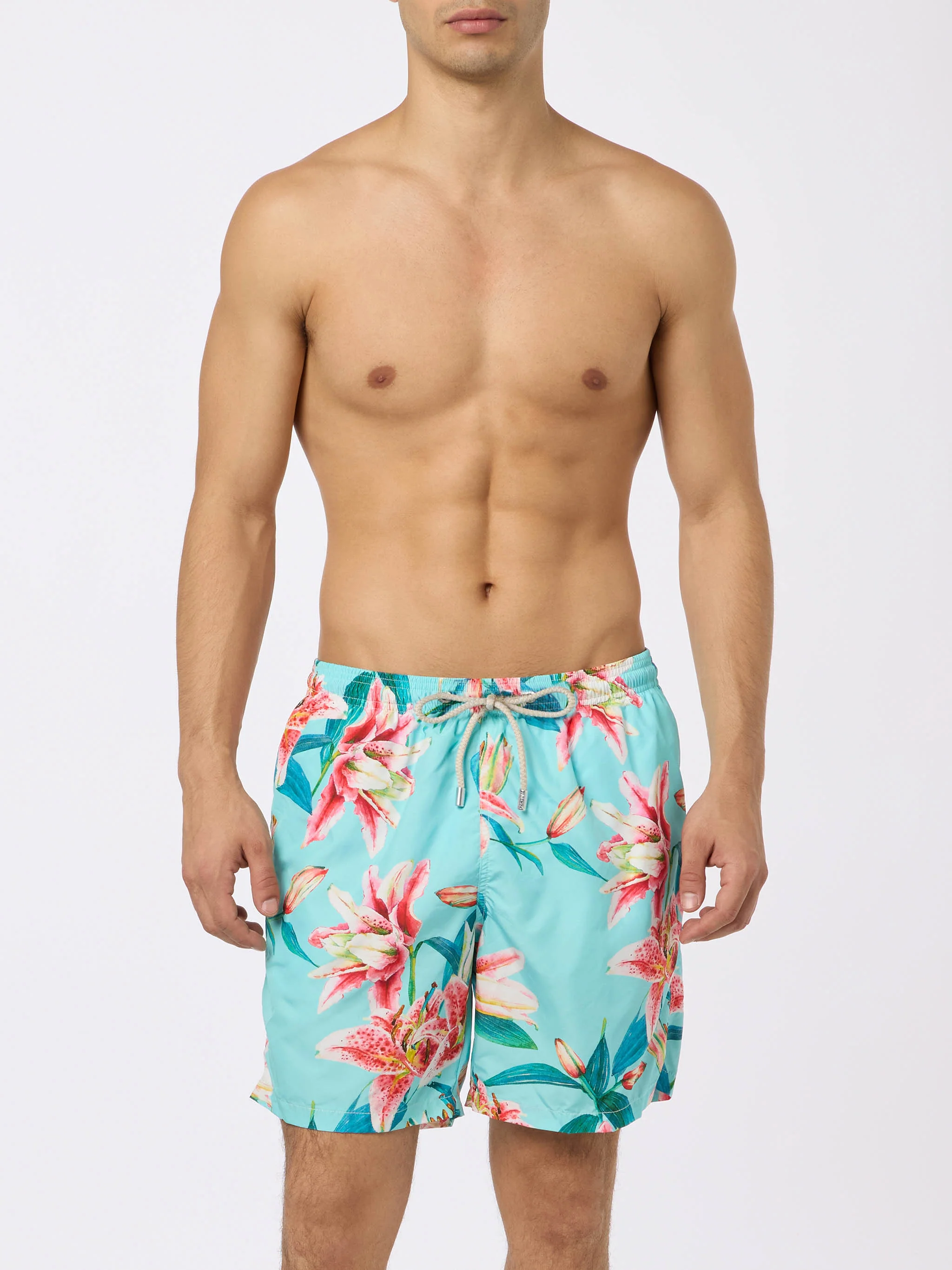 Lighting swim shorts with tropical flowers print - Image 3