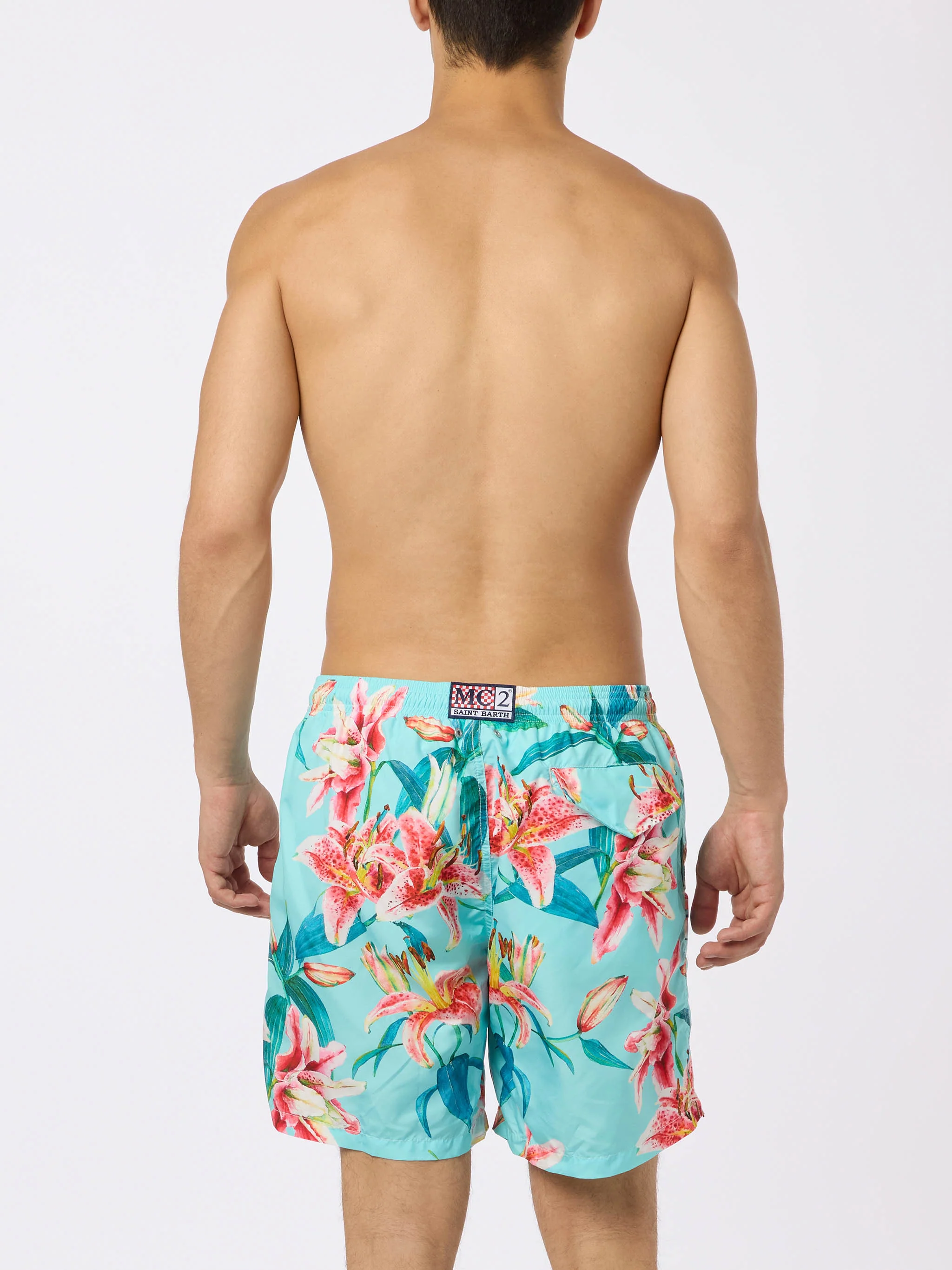 Lighting swim shorts with tropical flowers print - Image 4