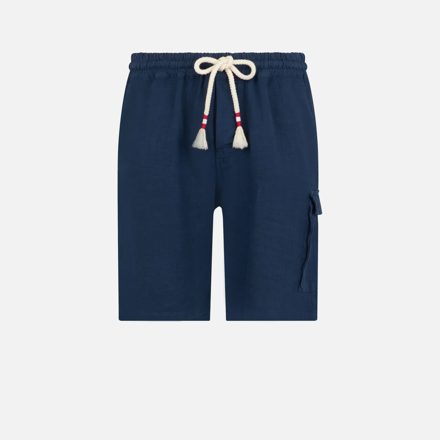 Man linen blue navy bermuda shorts - Image 4