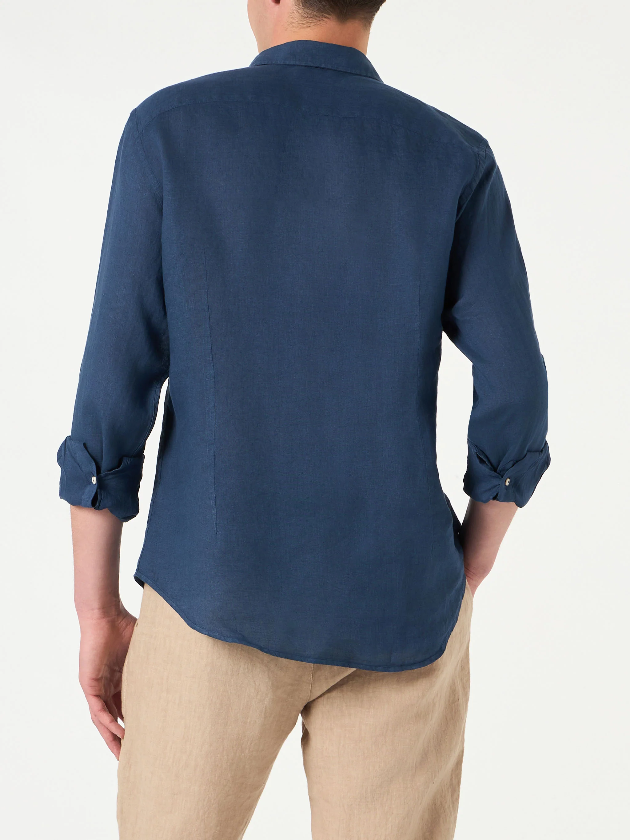 Pamplona navy blue linen shirt - Image 3