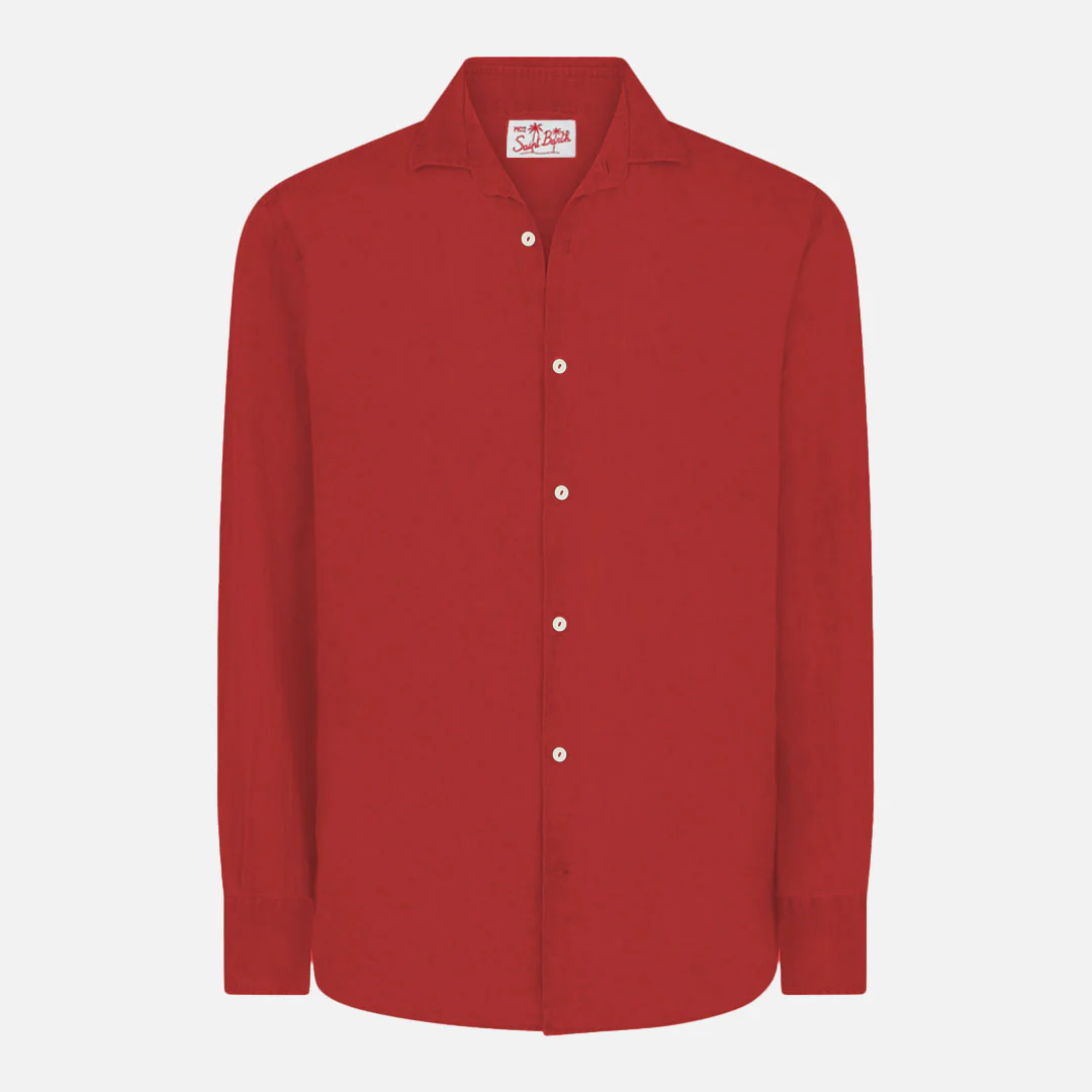 Pamplona burgundy linen shirt - Image 3