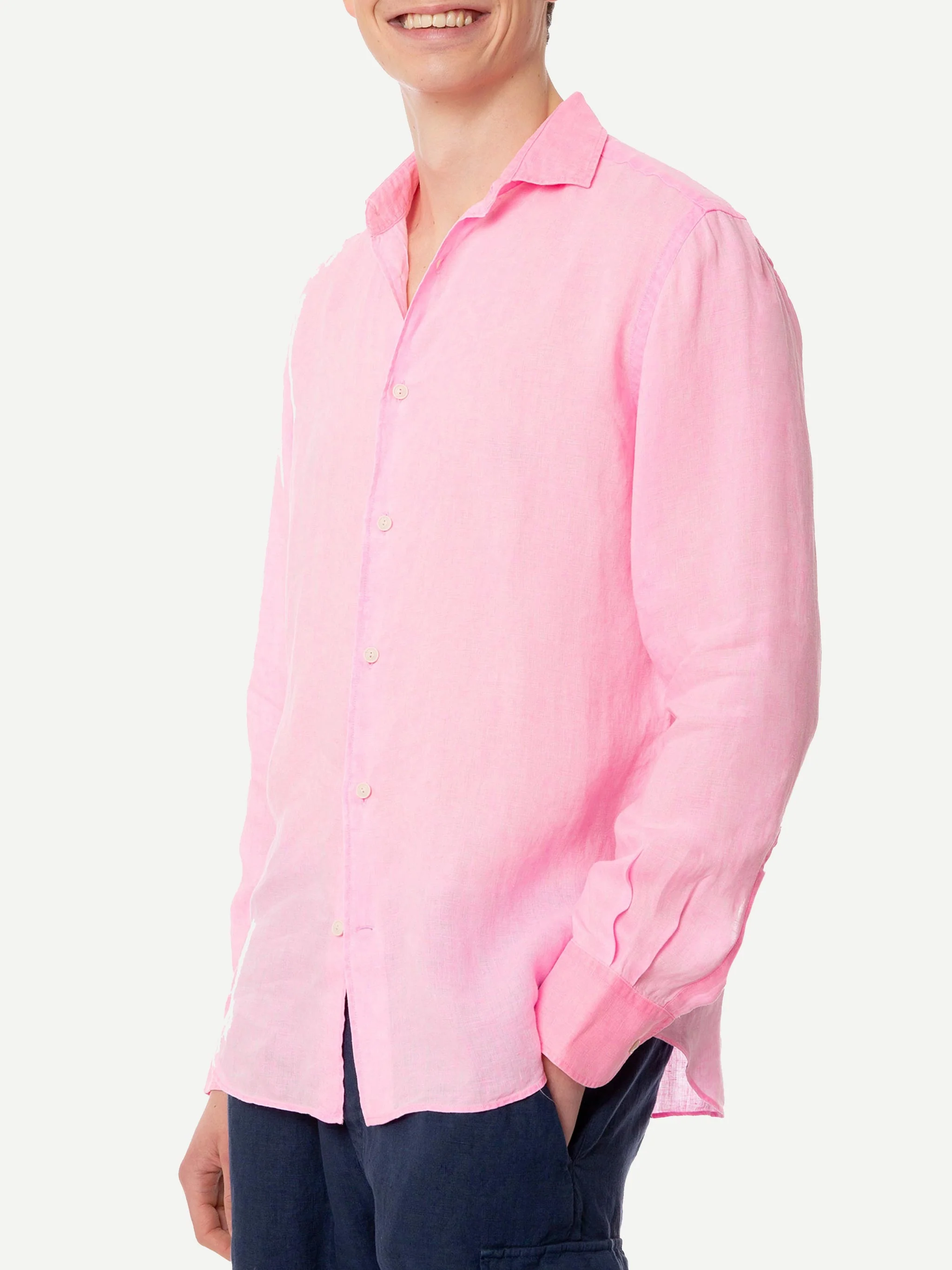 Pamplona fluo pink linen shirt - Image 2