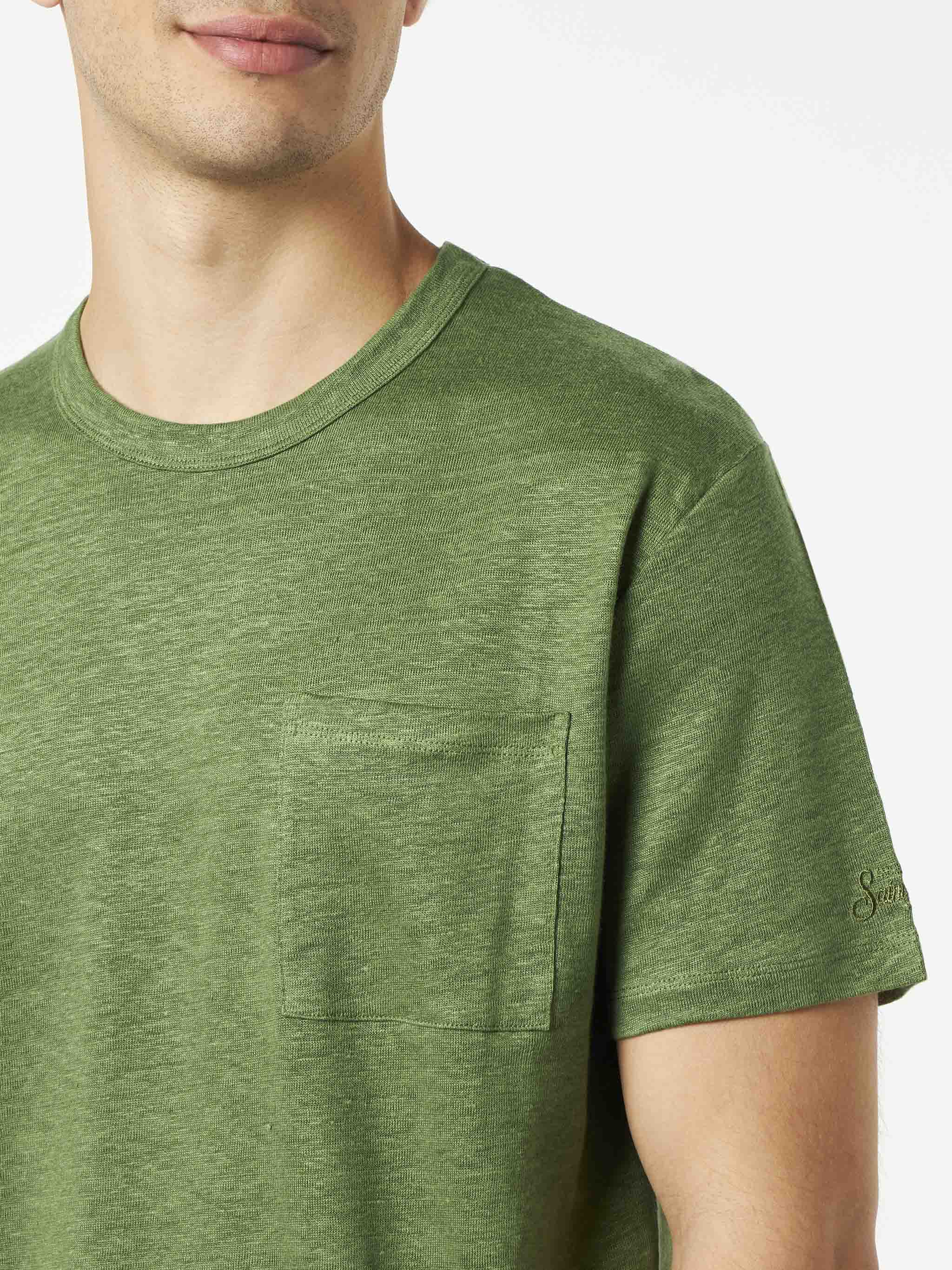 Military green linen Ecstasea T-shirt - Image 2