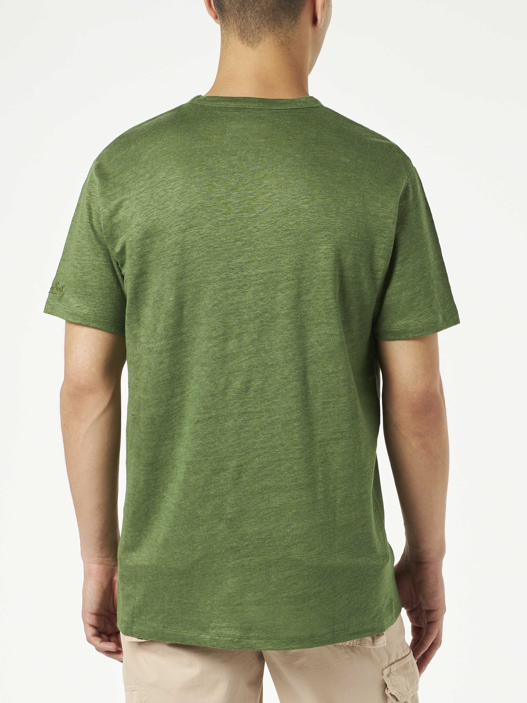 Military green linen Ecstasea T-shirt - Image 4