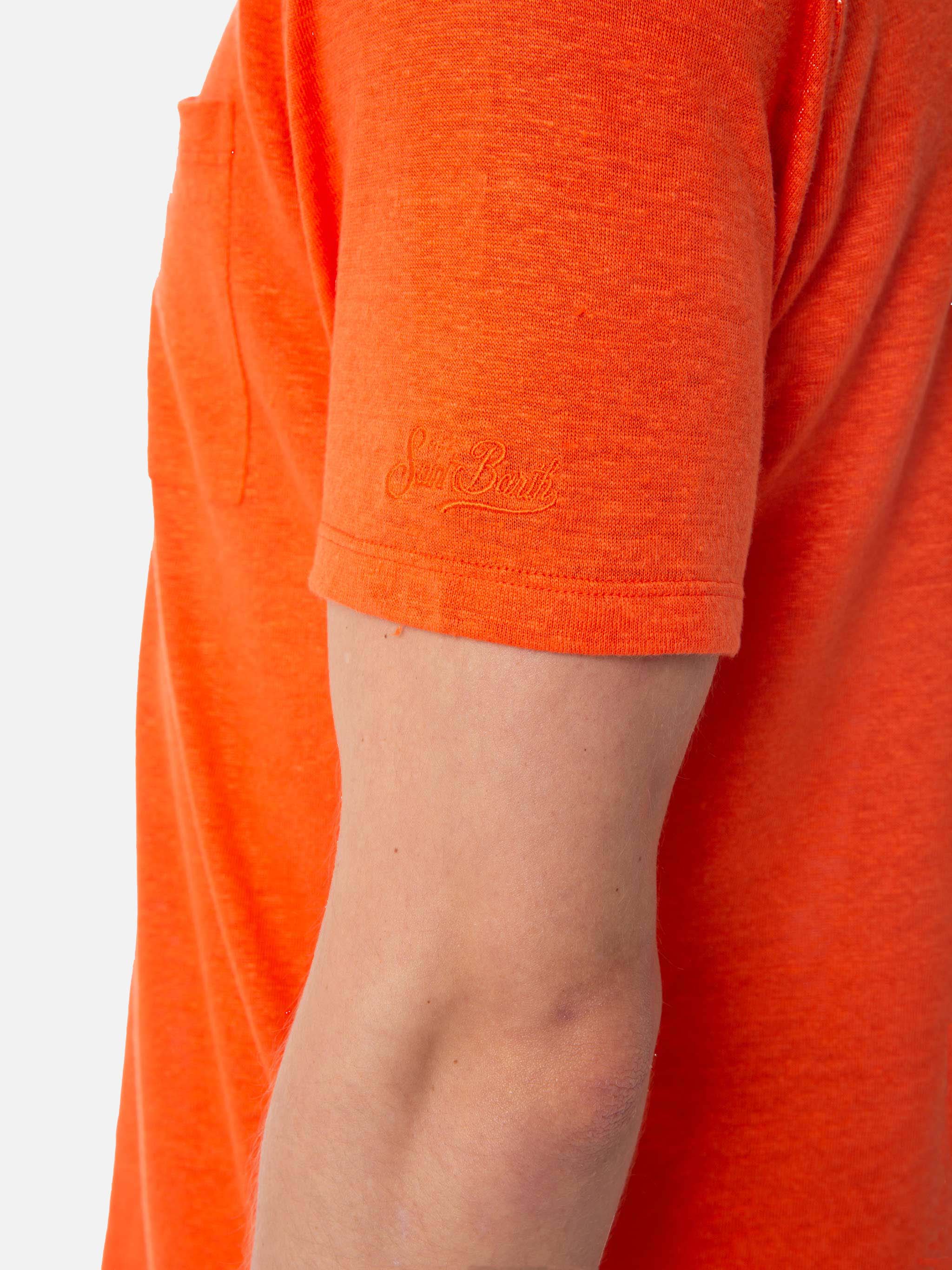 Orange linen Ecstasea T-shirt - Image 4