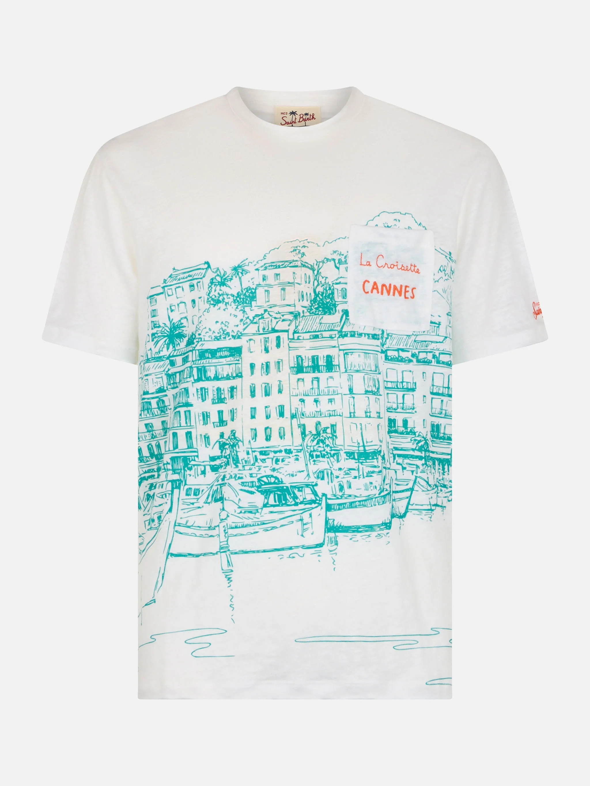 Ecstasea linen jersey t-shirt with Cannes print
