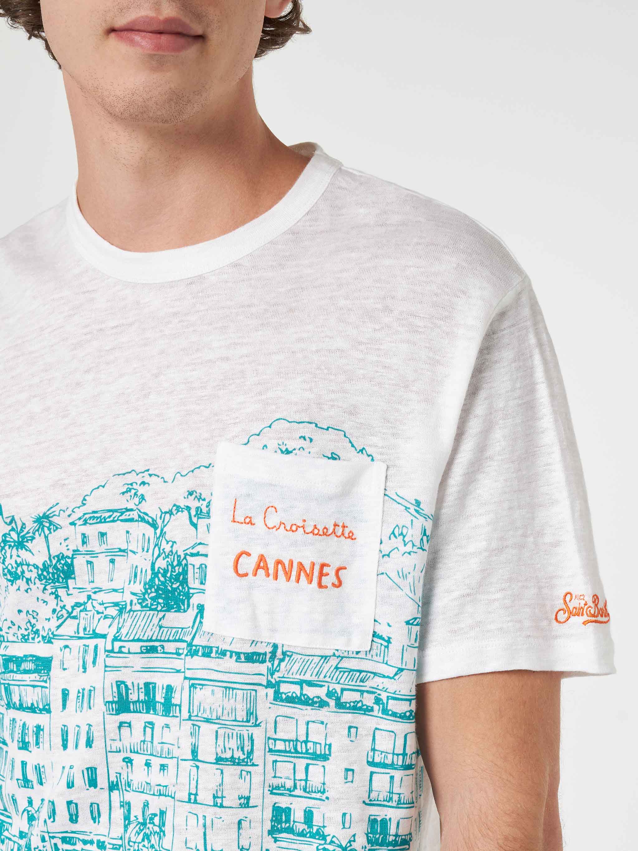 Ecstasea linen jersey t-shirt with Cannes print - Image 2
