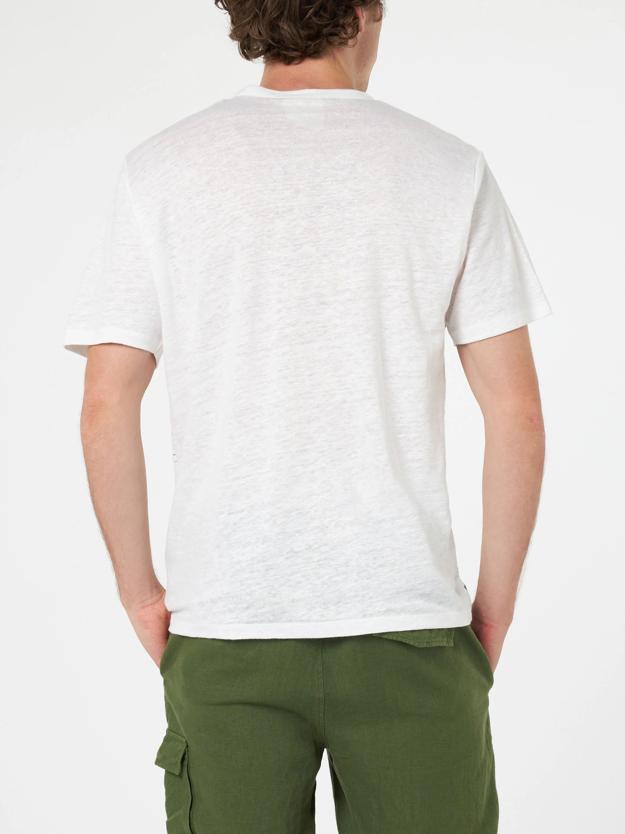 Ecstasea linen jersey t-shirt with Capri print - Image 4