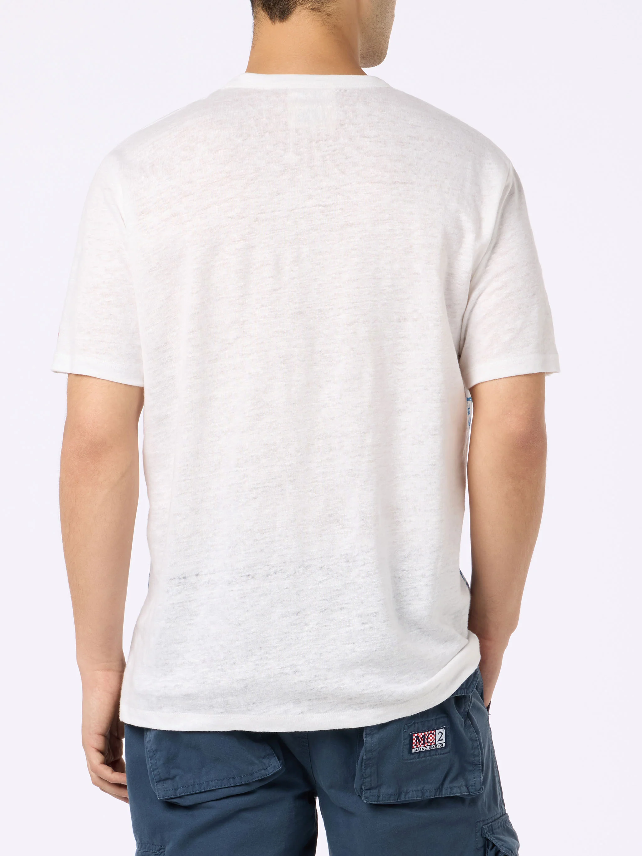 Ecstasea linen jersey t-shirt with Portofino print - Image 4