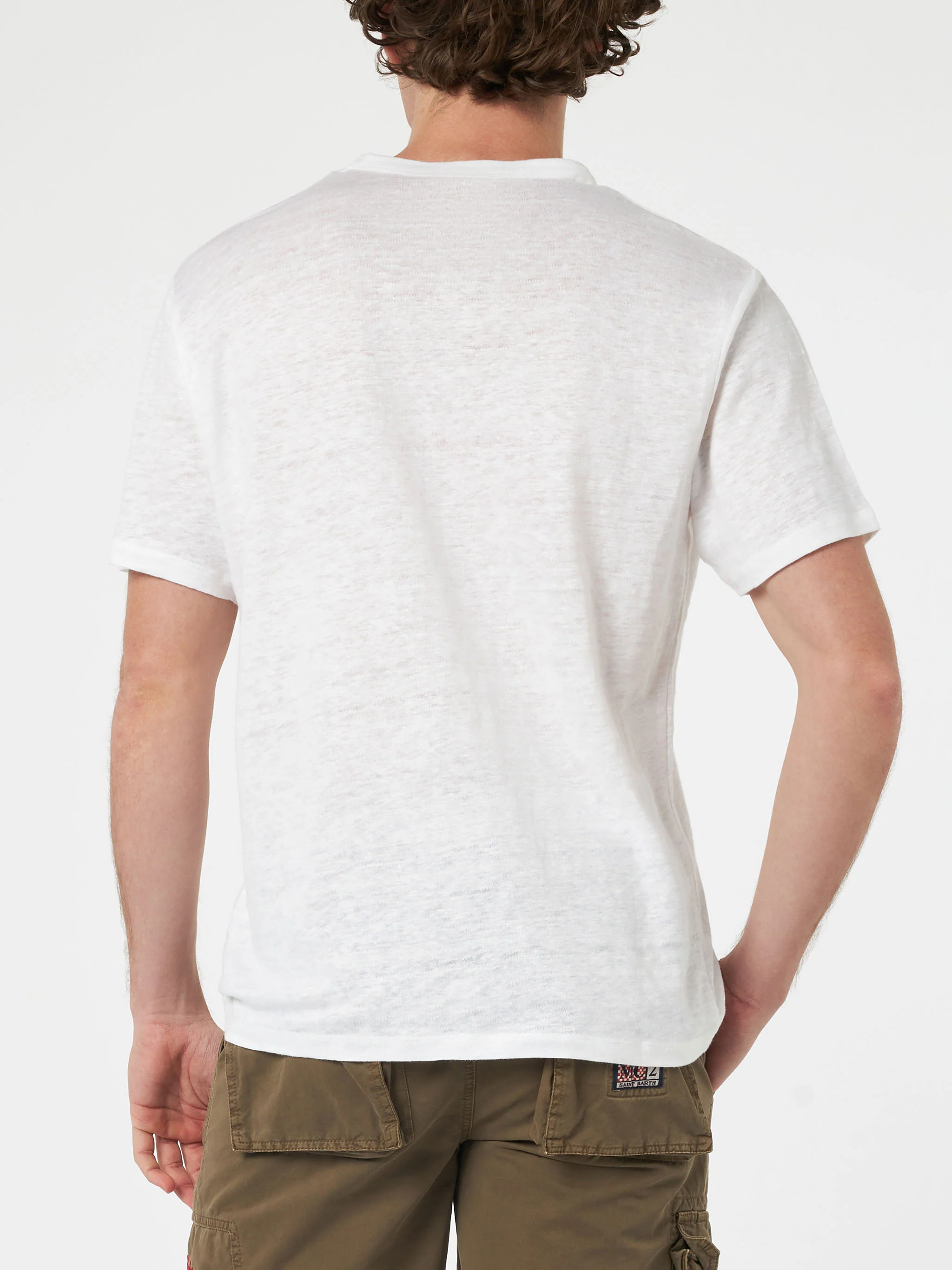 Ecstasea linen jersey t-shirt with Beach Therapy print - Image 4
