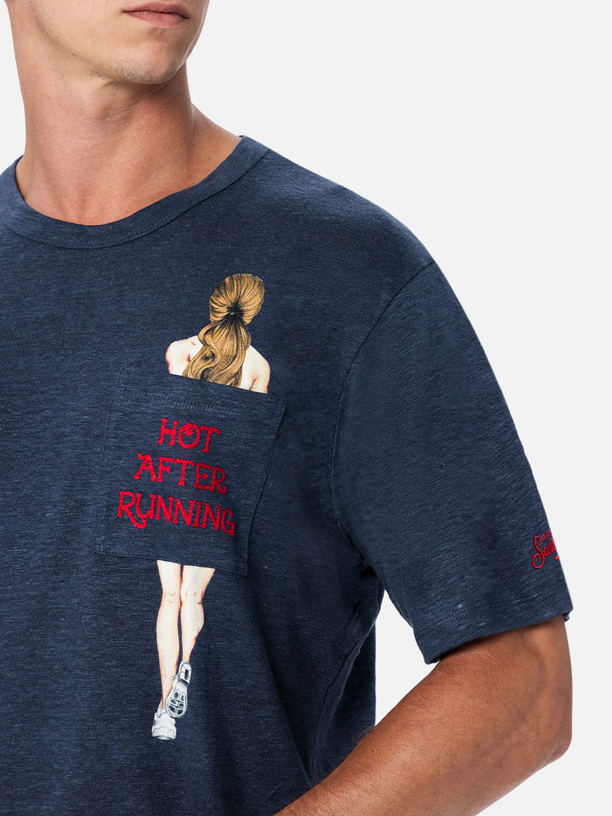 Ecstasea linen jersey t-shirt with print and embroidery - Image 3
