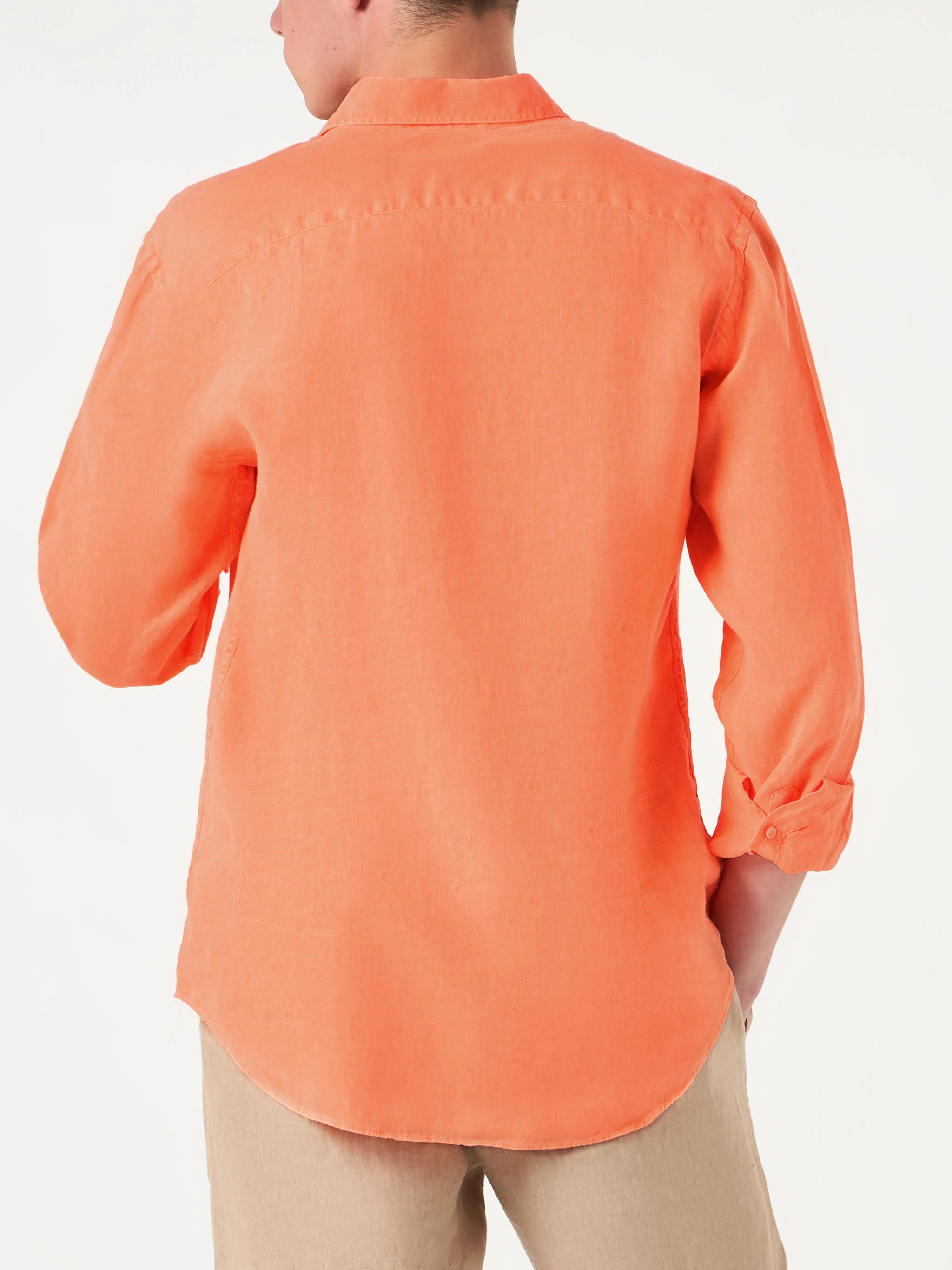 Pamplona fluo orange linen shirt - Image 3