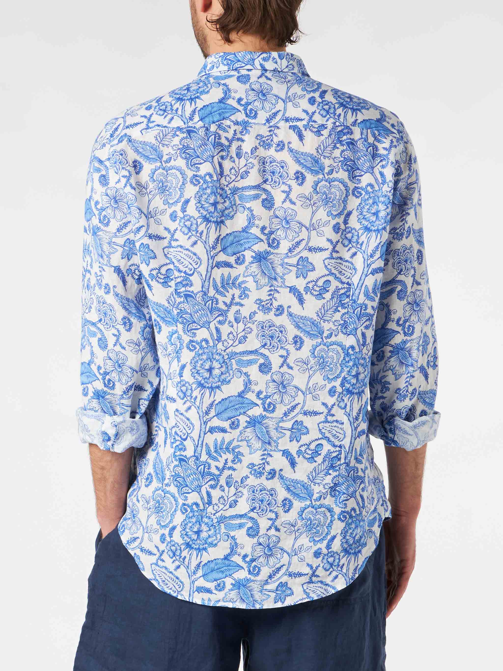 Pamplona blue floral linen shirt - Image 2
