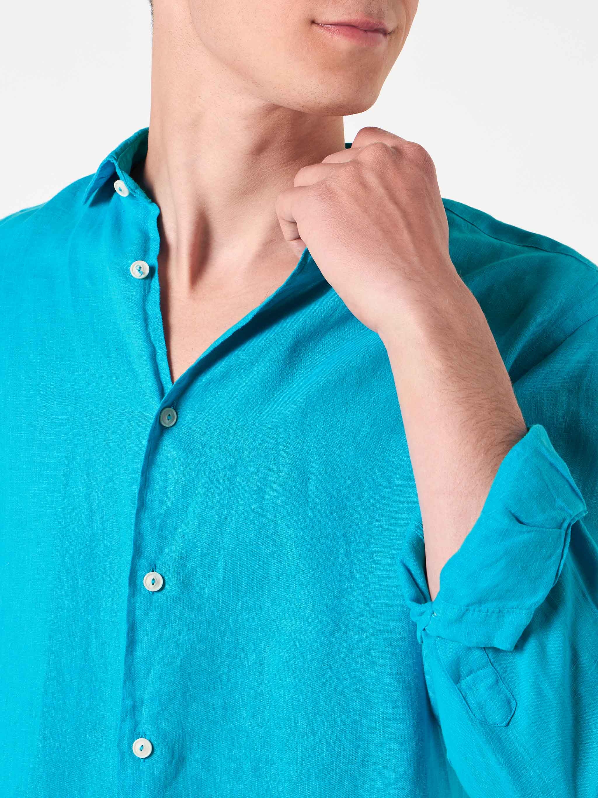 Pamplona turquoise linen shirt - Image 2