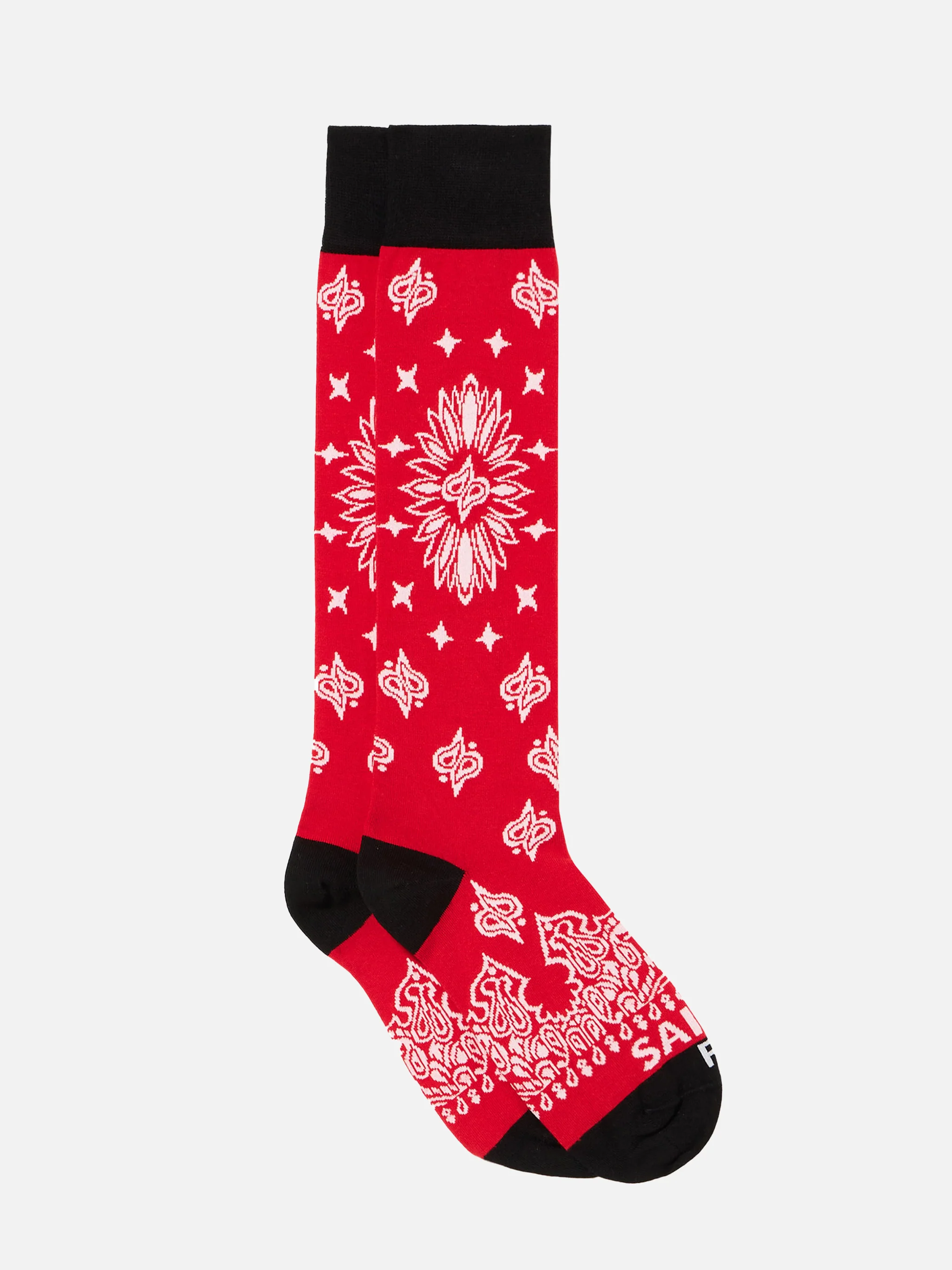 Long socks with black bandana print