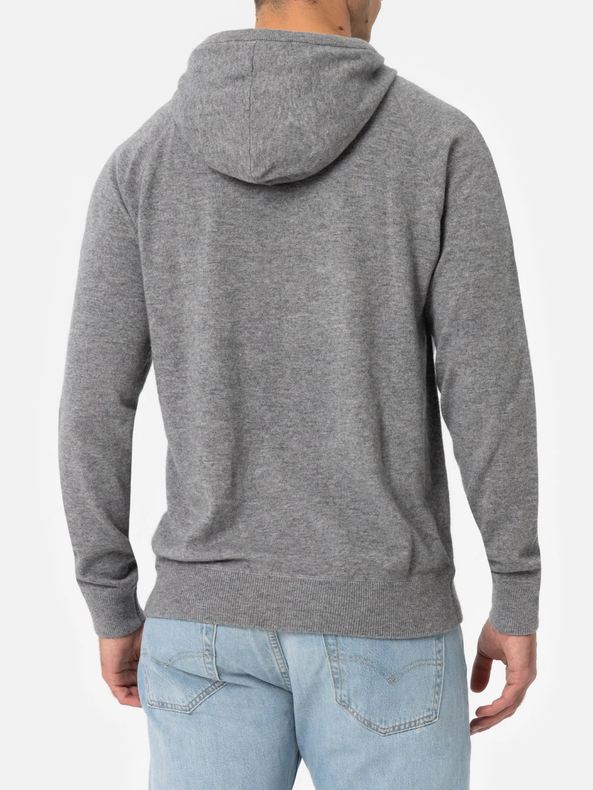 Willbur cashmere blend hooded sweater in grey melange solid color - Image 3