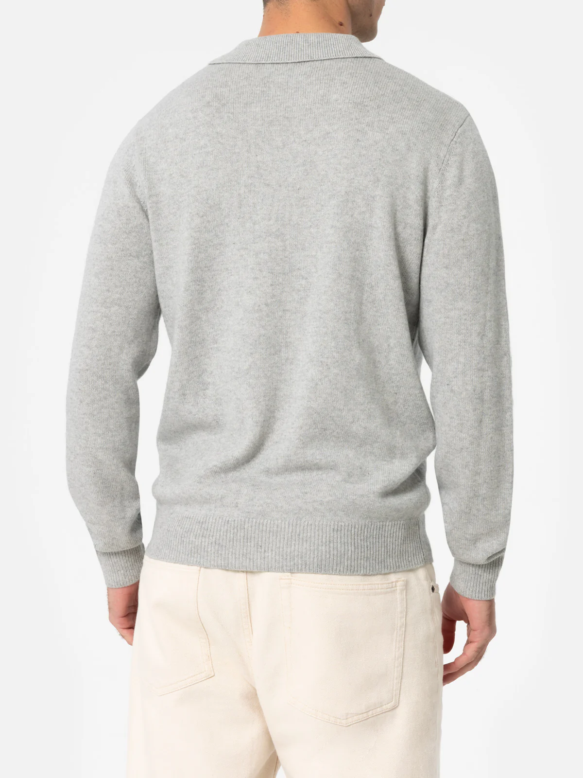 Covent grey melange cashmere blend polo sweater - Image 3