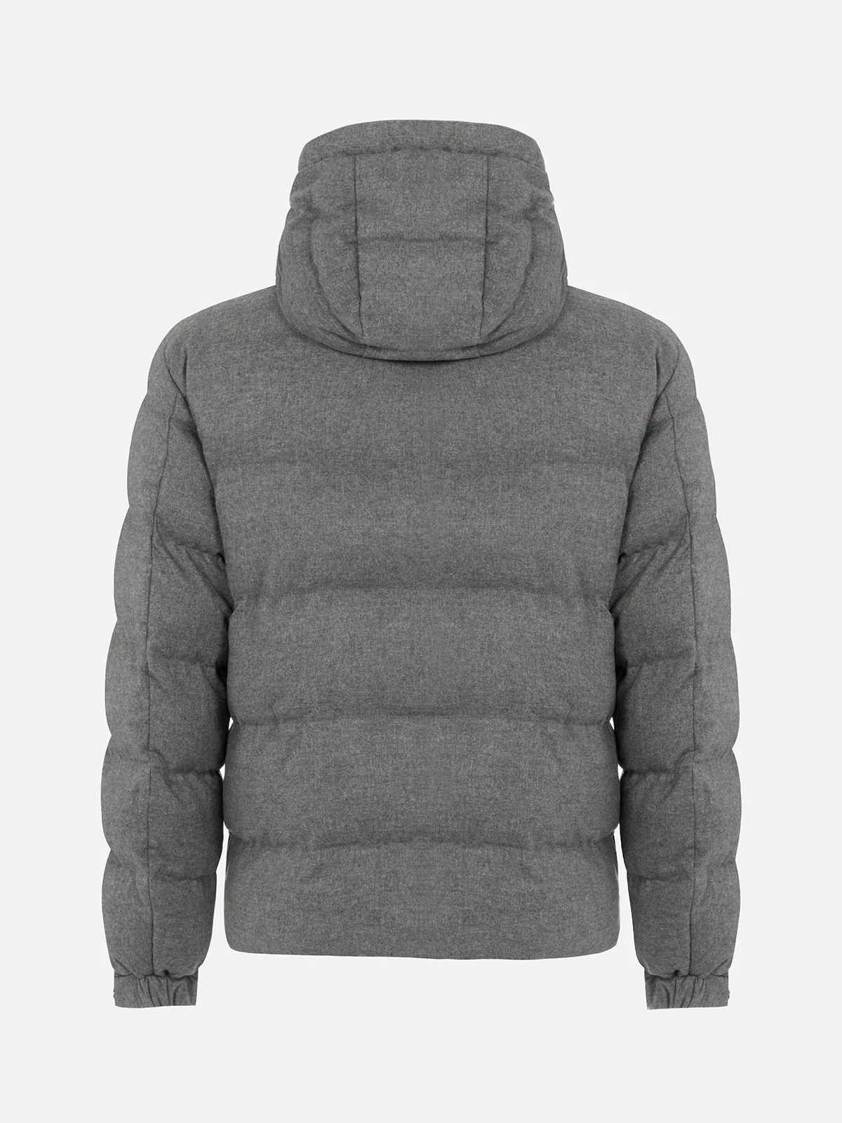 Maier padded hooded jacket in flannel in grey melange solid color - Image 5