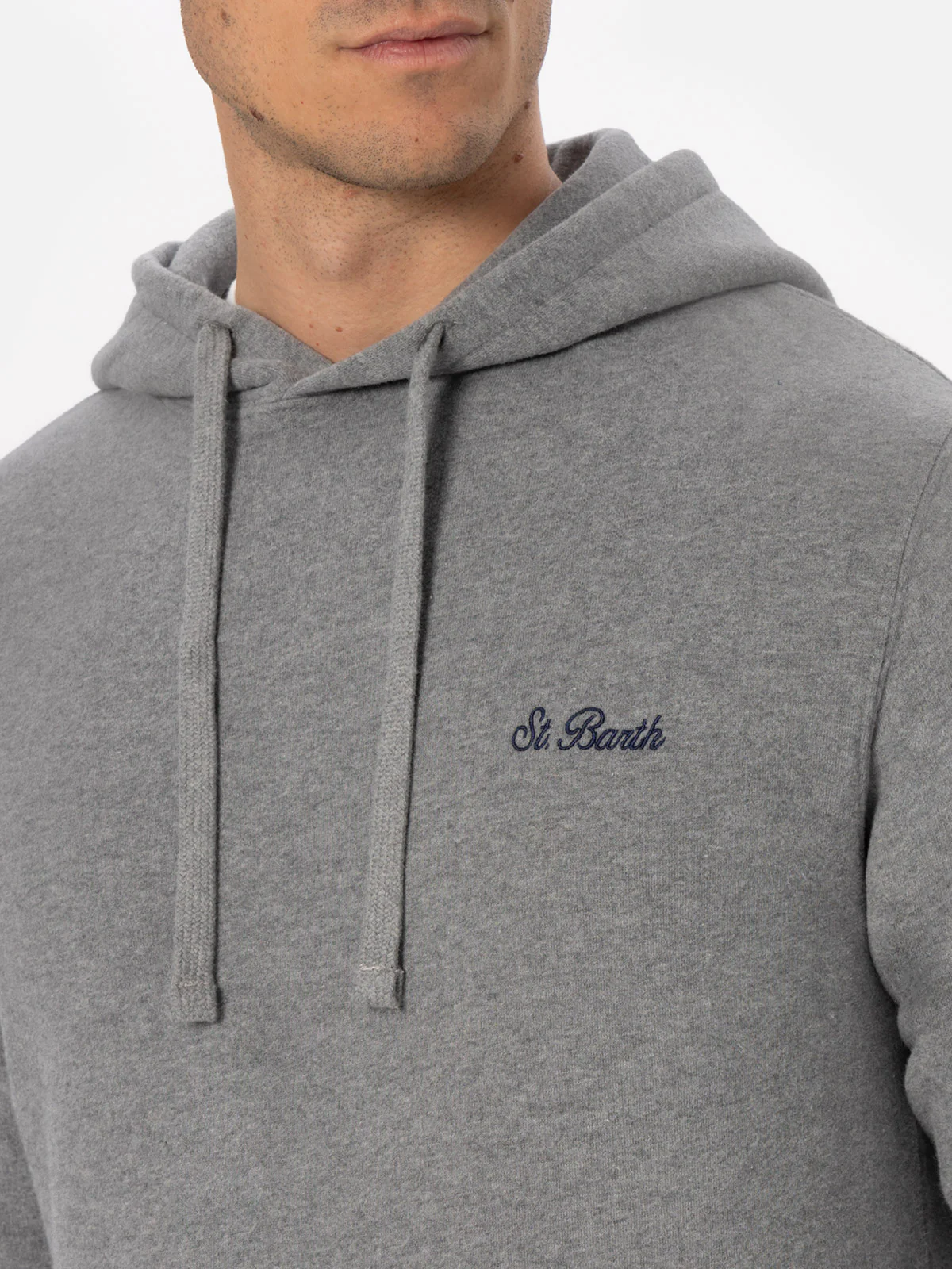 Tribeca cotton sweatshirt in grey melange solid color with logo embroidery - Image 2