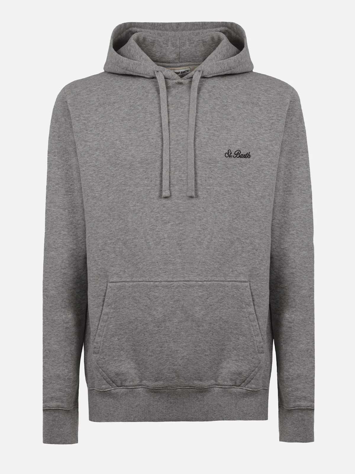 Tribeca cotton sweatshirt in grey melange solid color with logo embroidery - Image 4