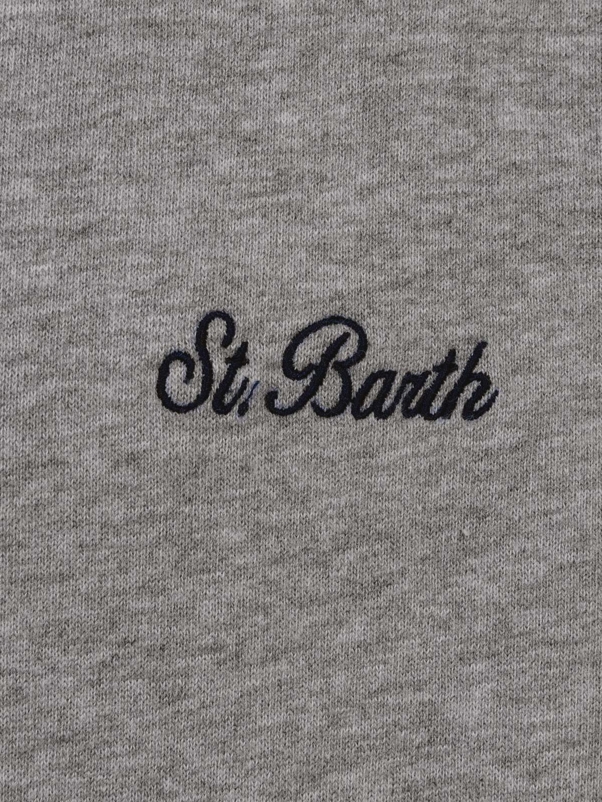 Tribeca cotton sweatshirt in grey melange solid color with logo embroidery - Image 5