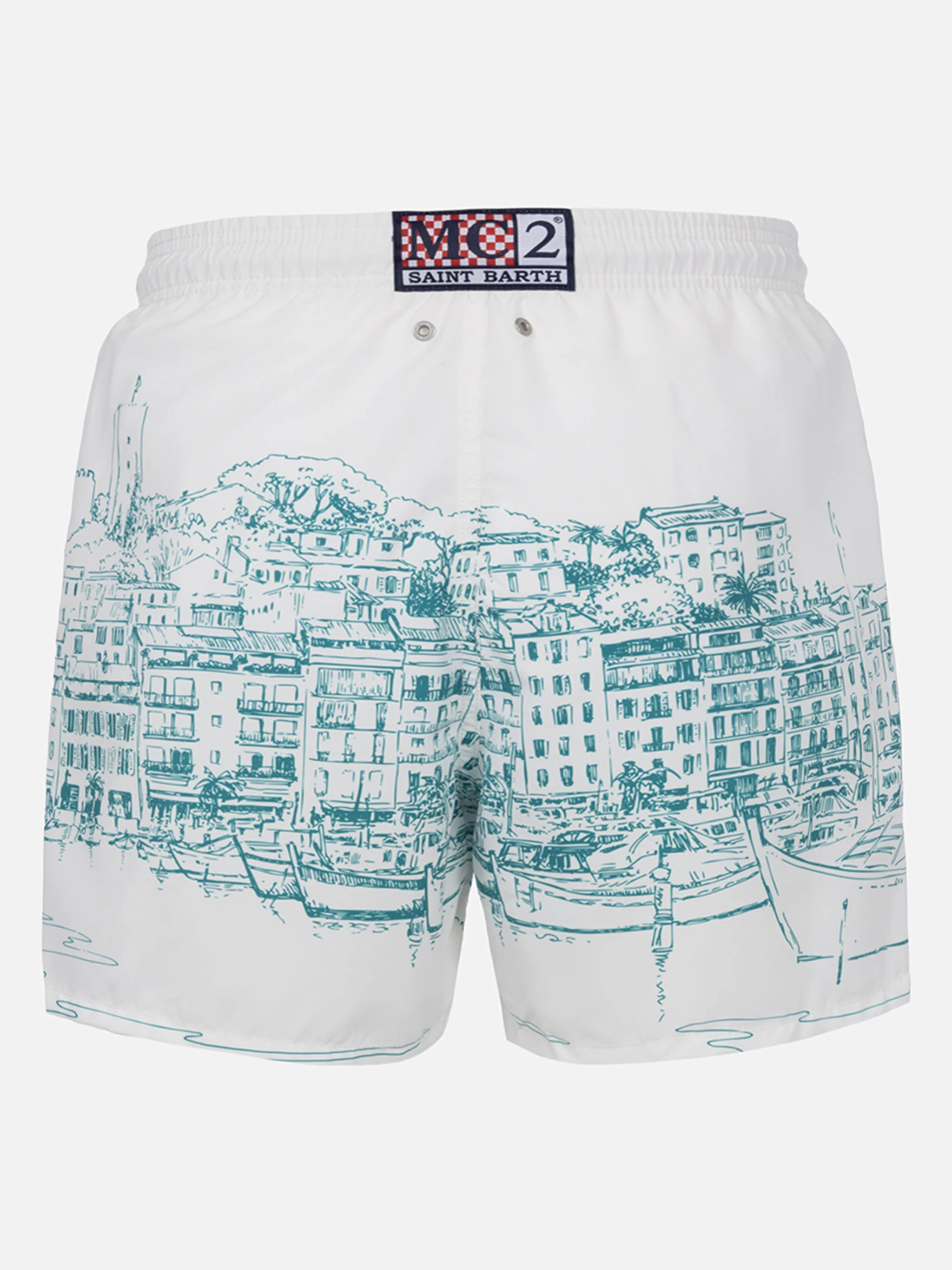 Gustavia white Cannes placed print swim shorts - Image 2