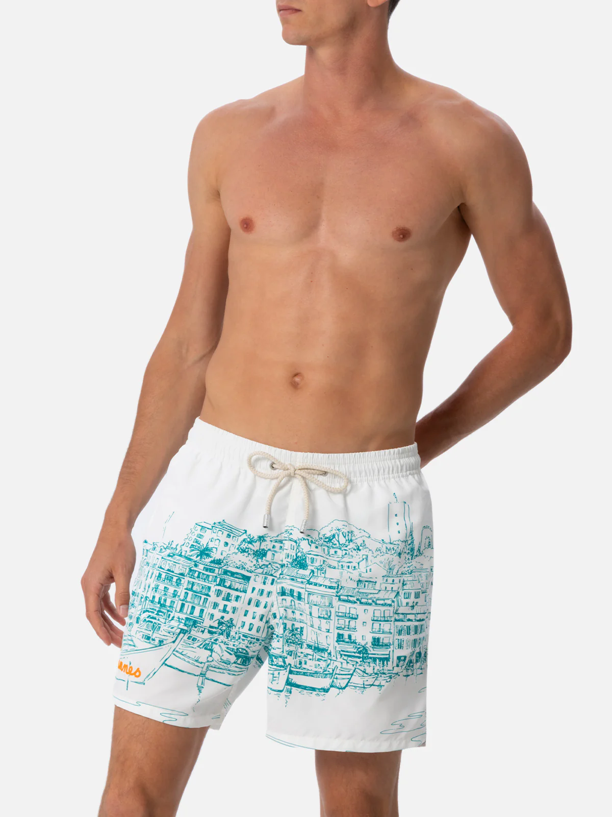 Gustavia white Cannes placed print swim shorts - Image 3