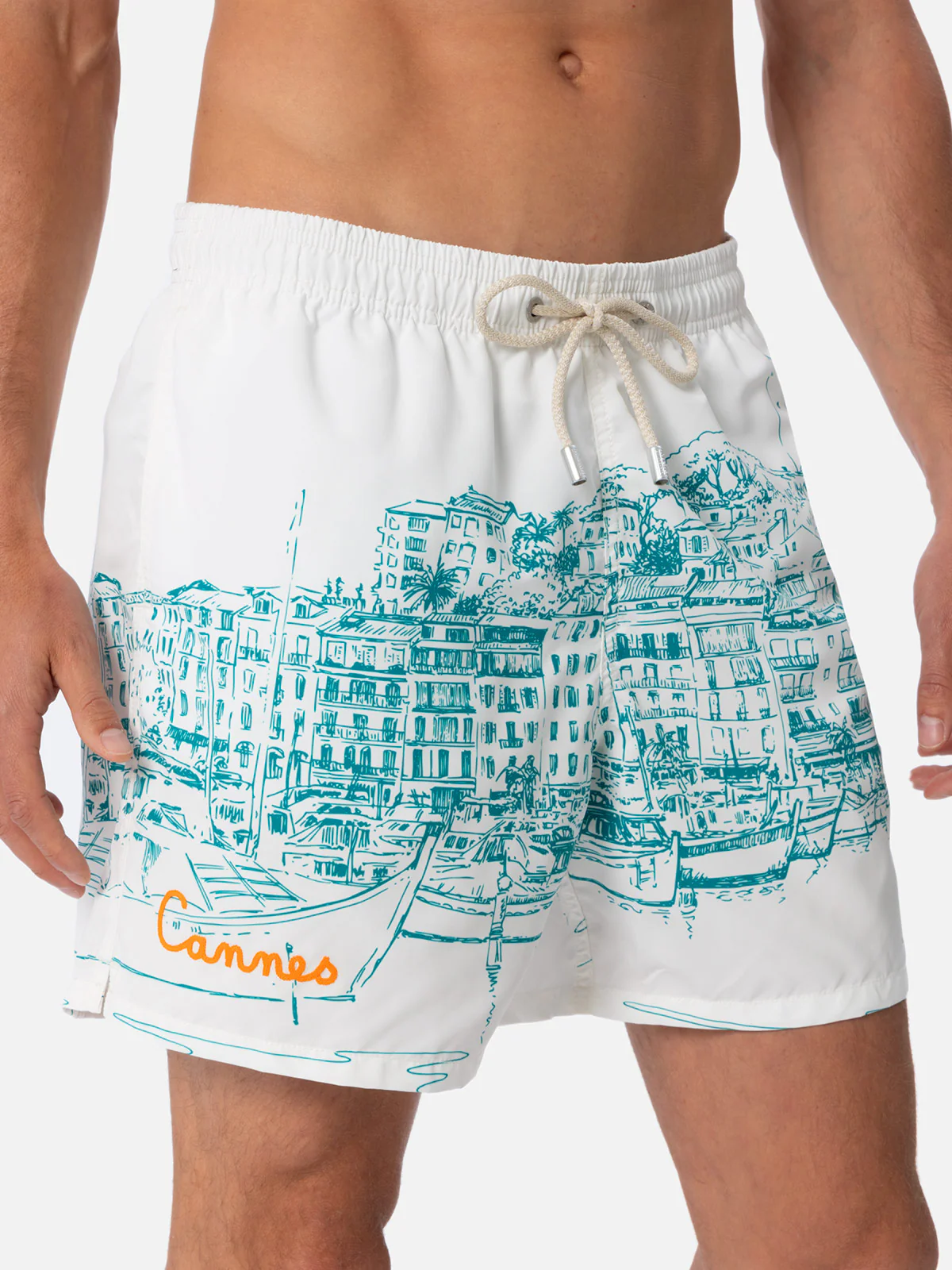 Gustavia white Cannes placed print swim shorts - Image 5