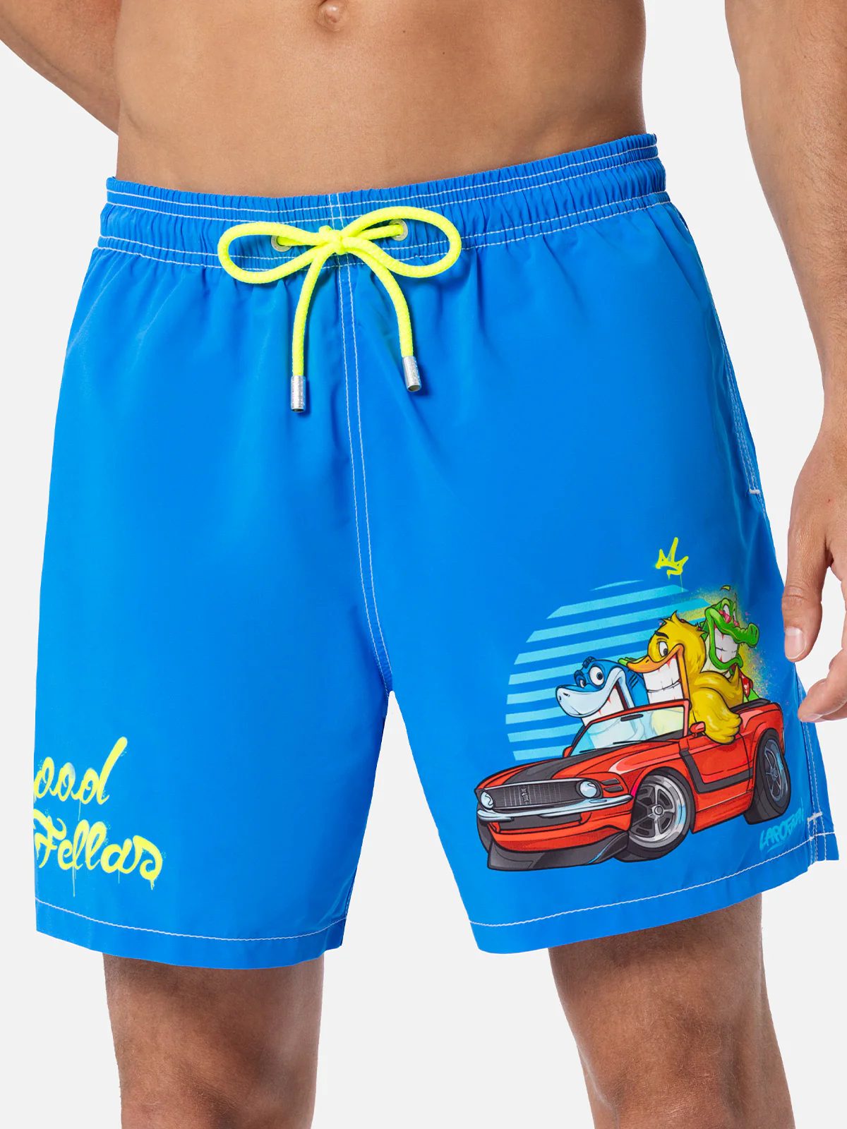 Gustavia green Cryptopuppets Good Fellas placed print swim shorts | Special Edition - Image 4