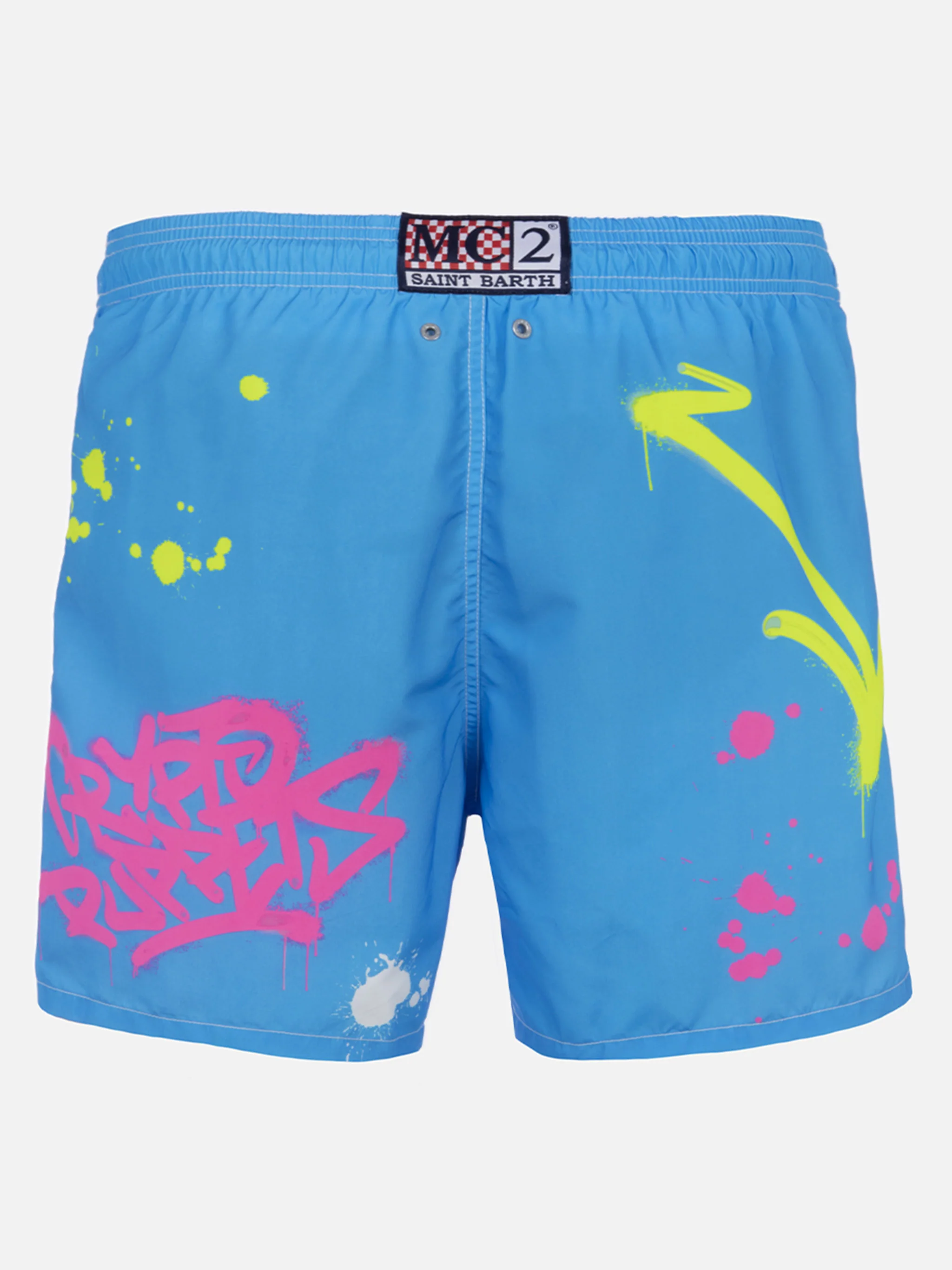 Gustavia light blue Cryptopuppets ducky placed print swim shorts | Special Edition - Image 2