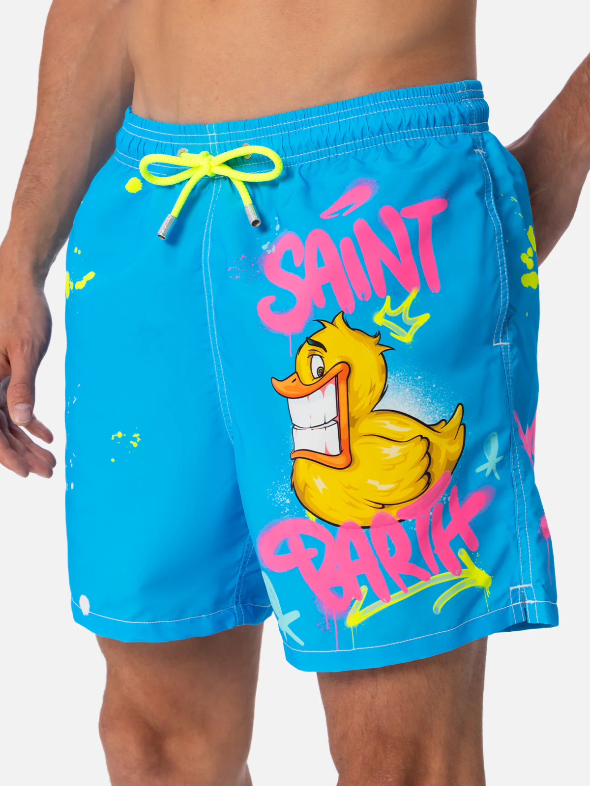 Gustavia light blue Cryptopuppets ducky placed print swim shorts | Special Edition - Image 3