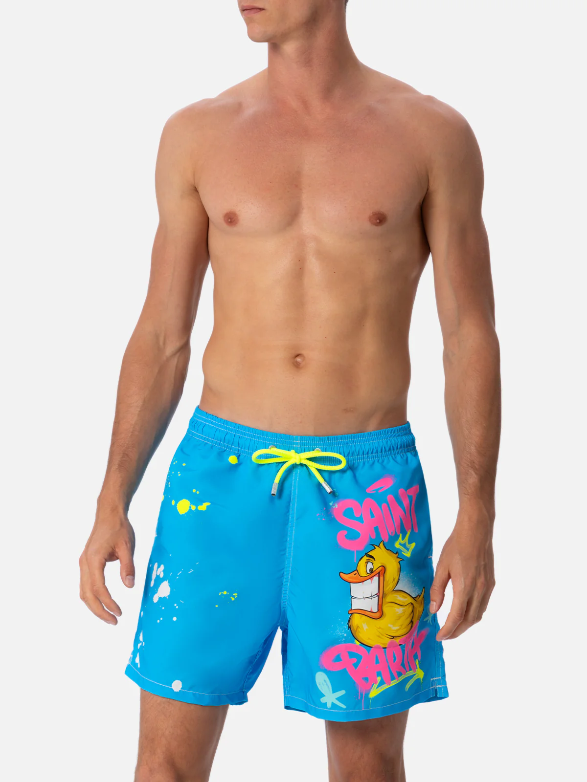 Gustavia light blue Cryptopuppets ducky placed print swim shorts | Special Edition - Image 4