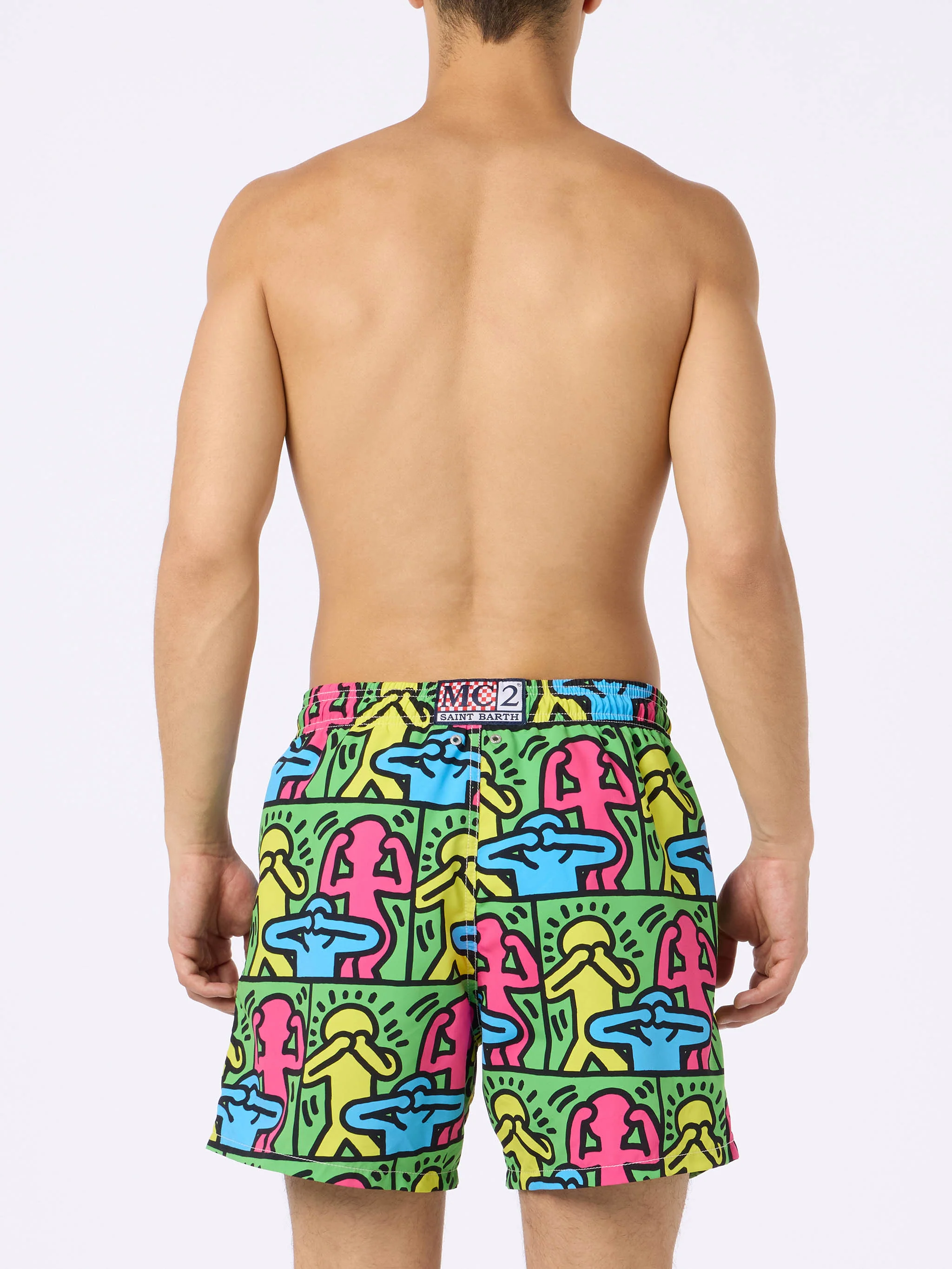 Gustavia green Keith Haring People placed print swim shorts | Special Edition - Image 4