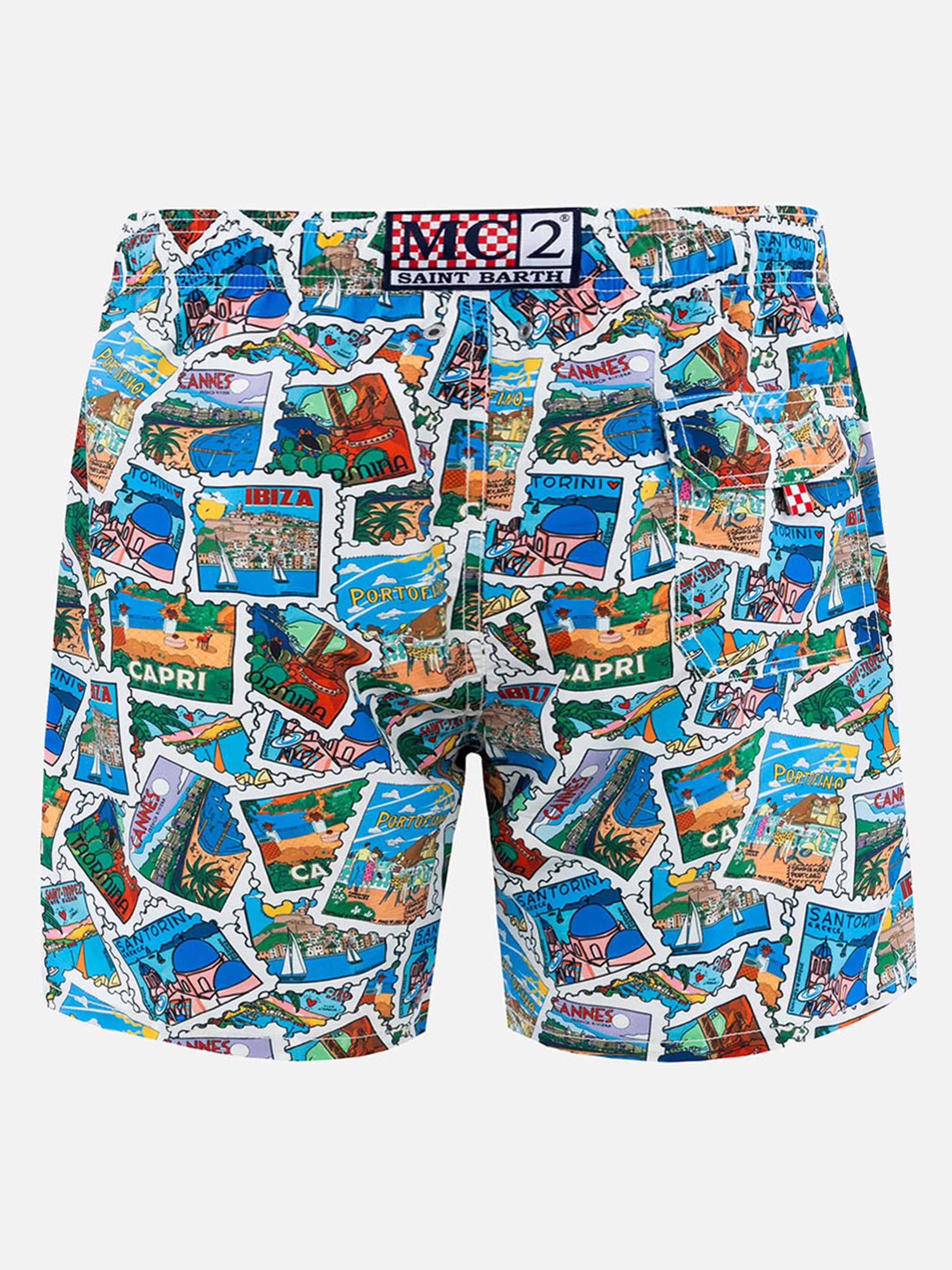 Gustavia swim shorts with postcard mix print | Special Edition - Image 2