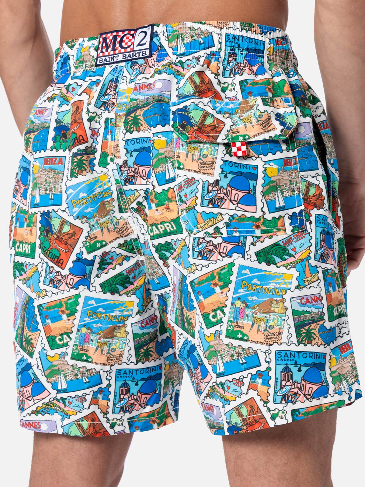 Gustavia swim shorts with postcard mix print | Special Edition - Image 4