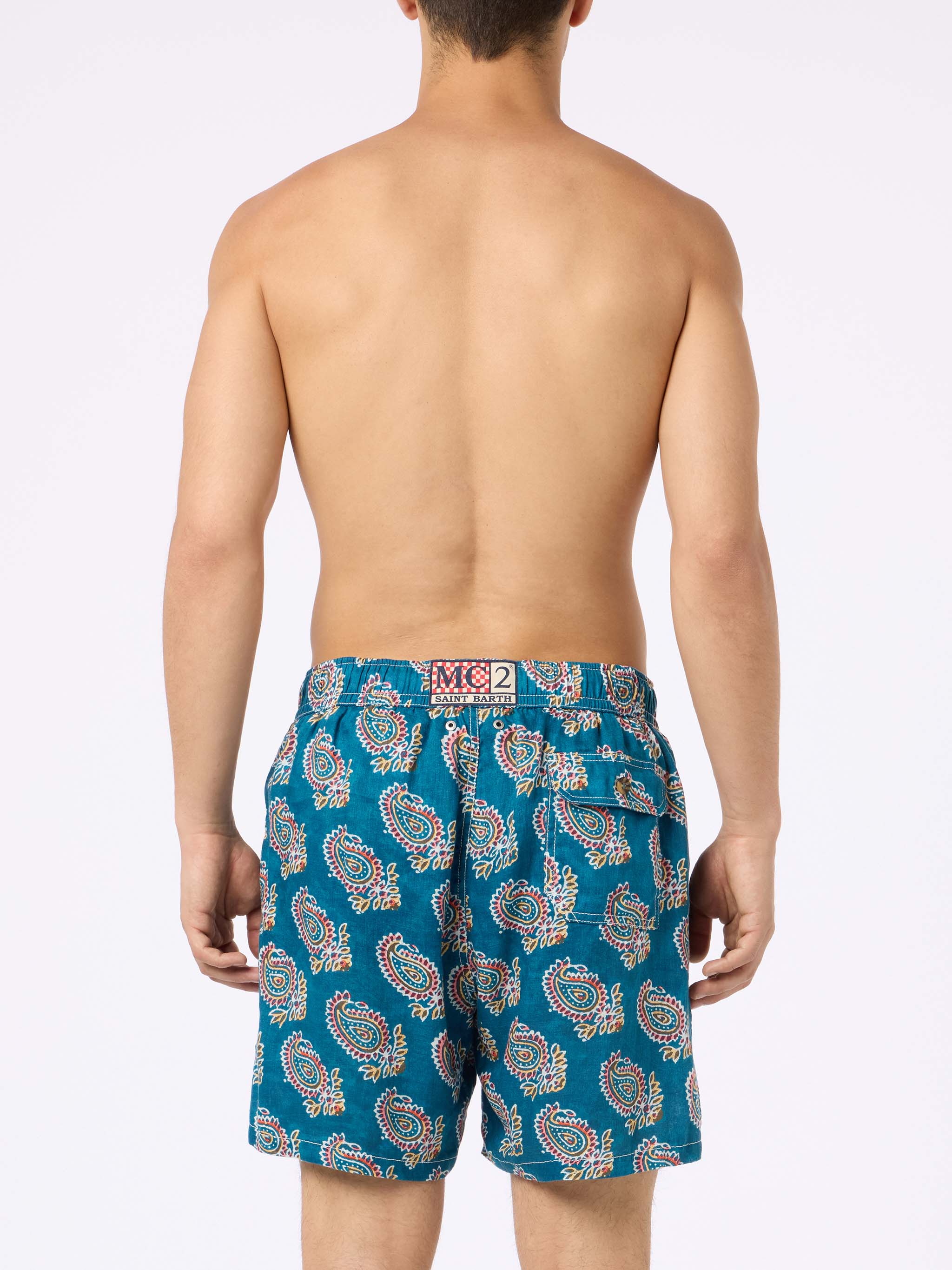 Gustavia paisley linen swim shorts - Image 4
