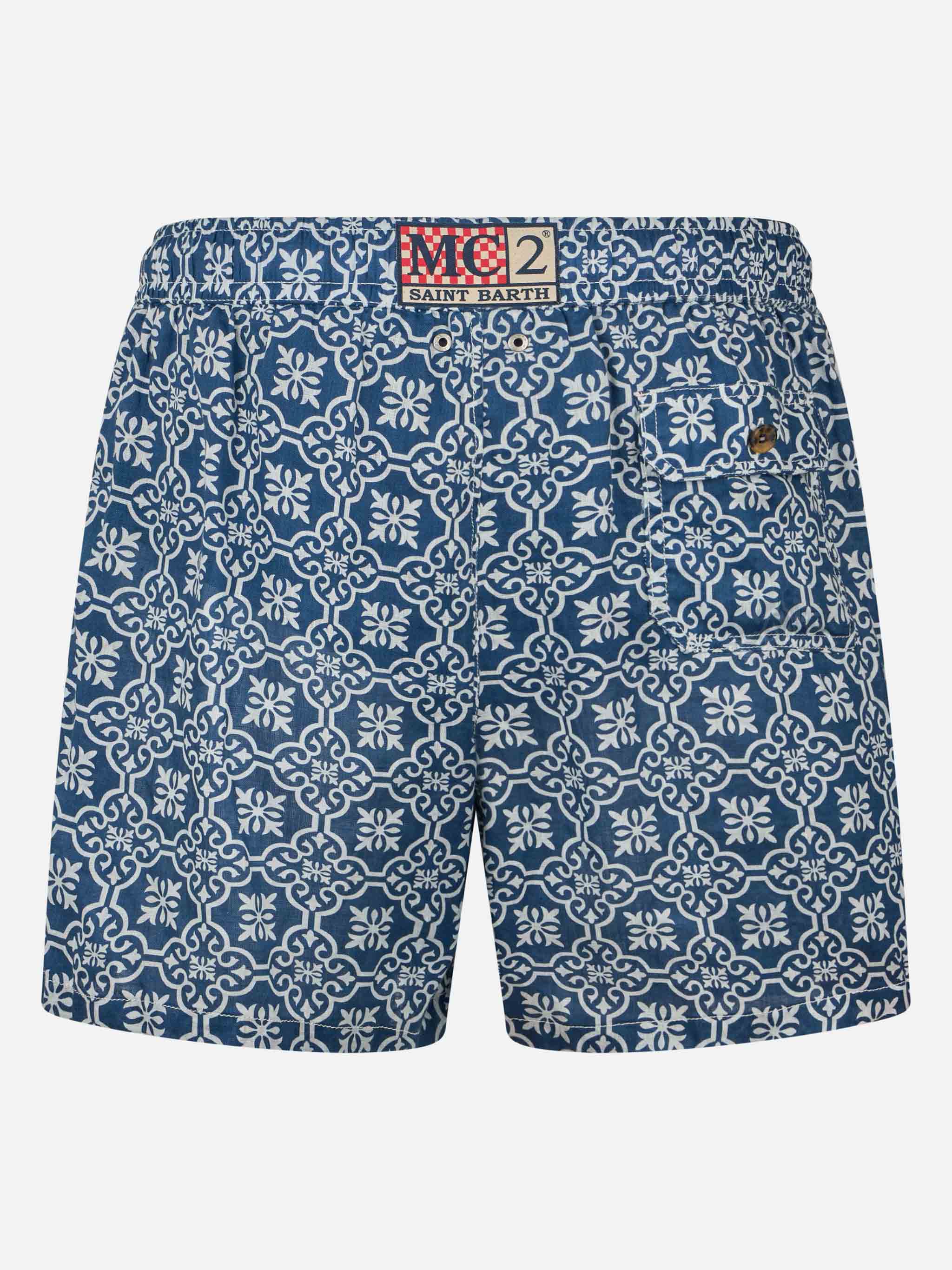 Gustavia majolica linen swim shorts - Image 2