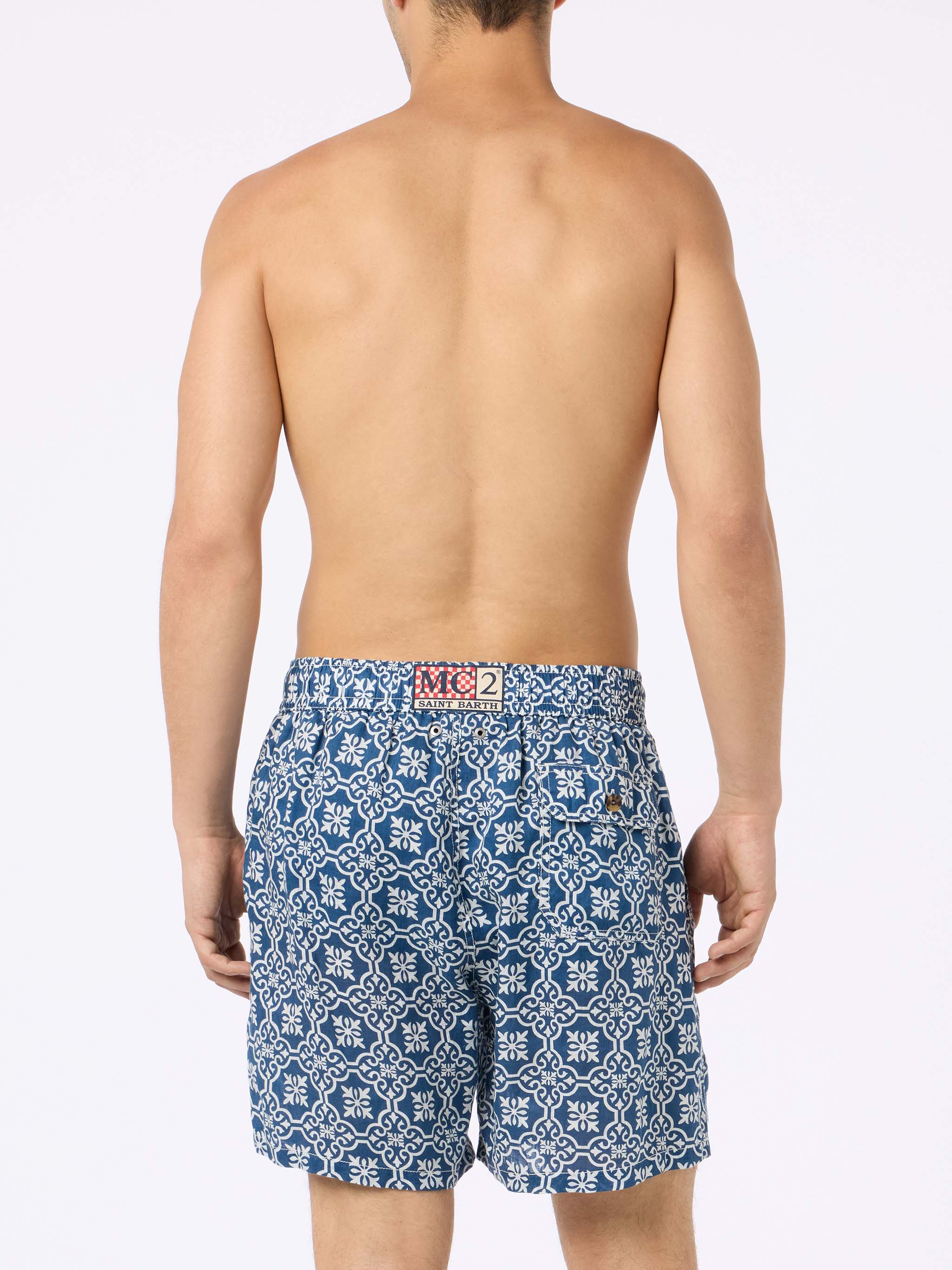 Gustavia majolica linen swim shorts - Image 4