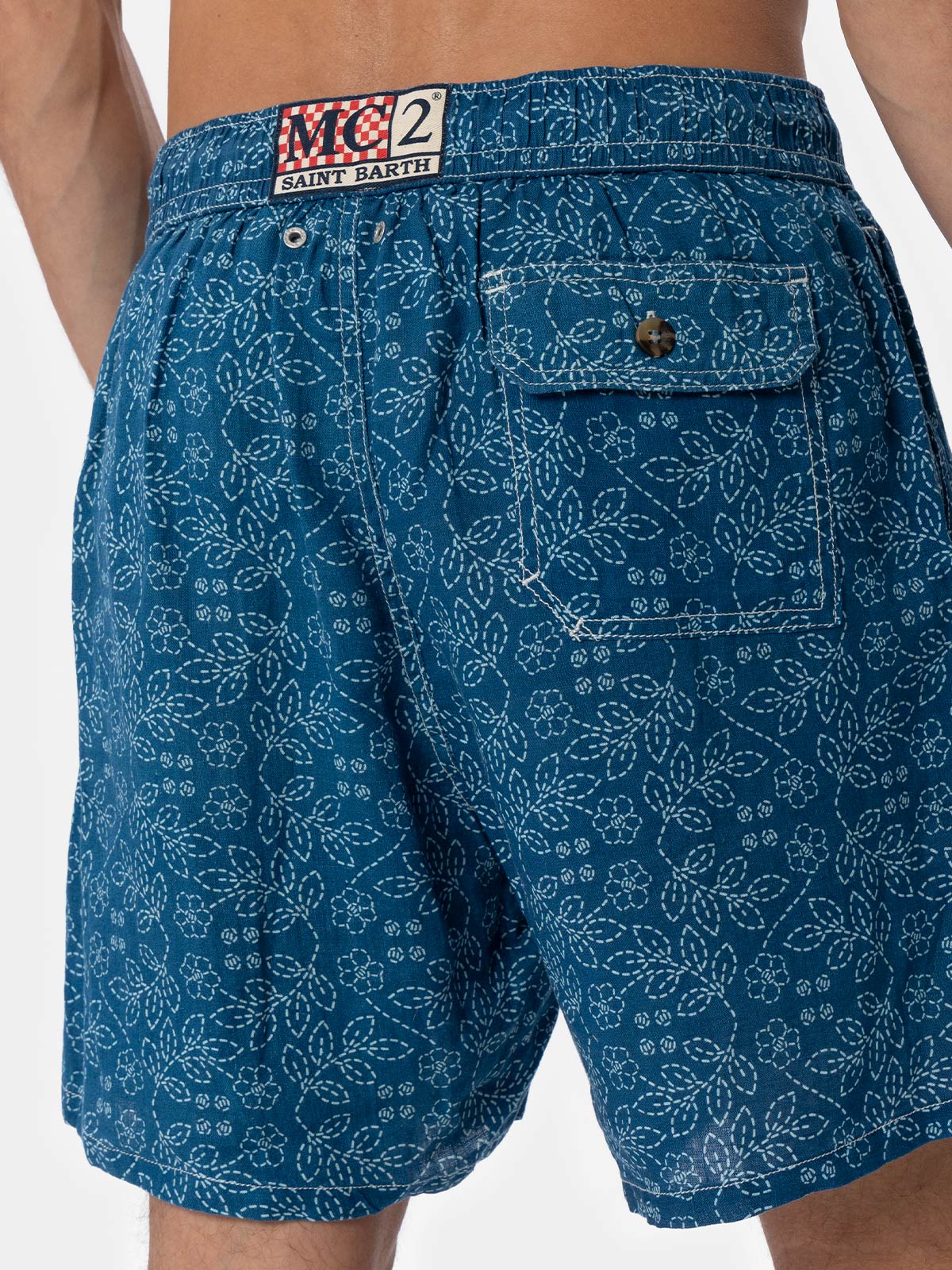 Gustavia sashiko linen swim shorts - Image 3