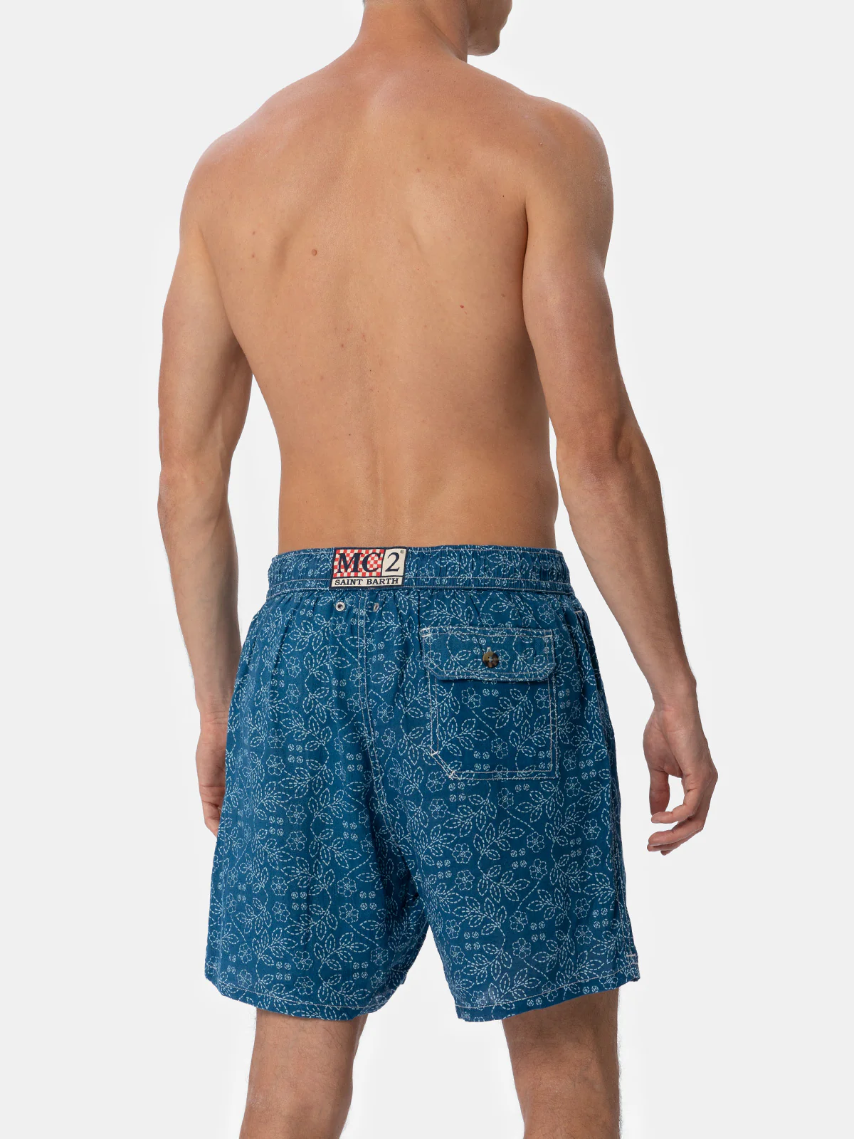 Gustavia sashiko linen swim shorts - Image 5