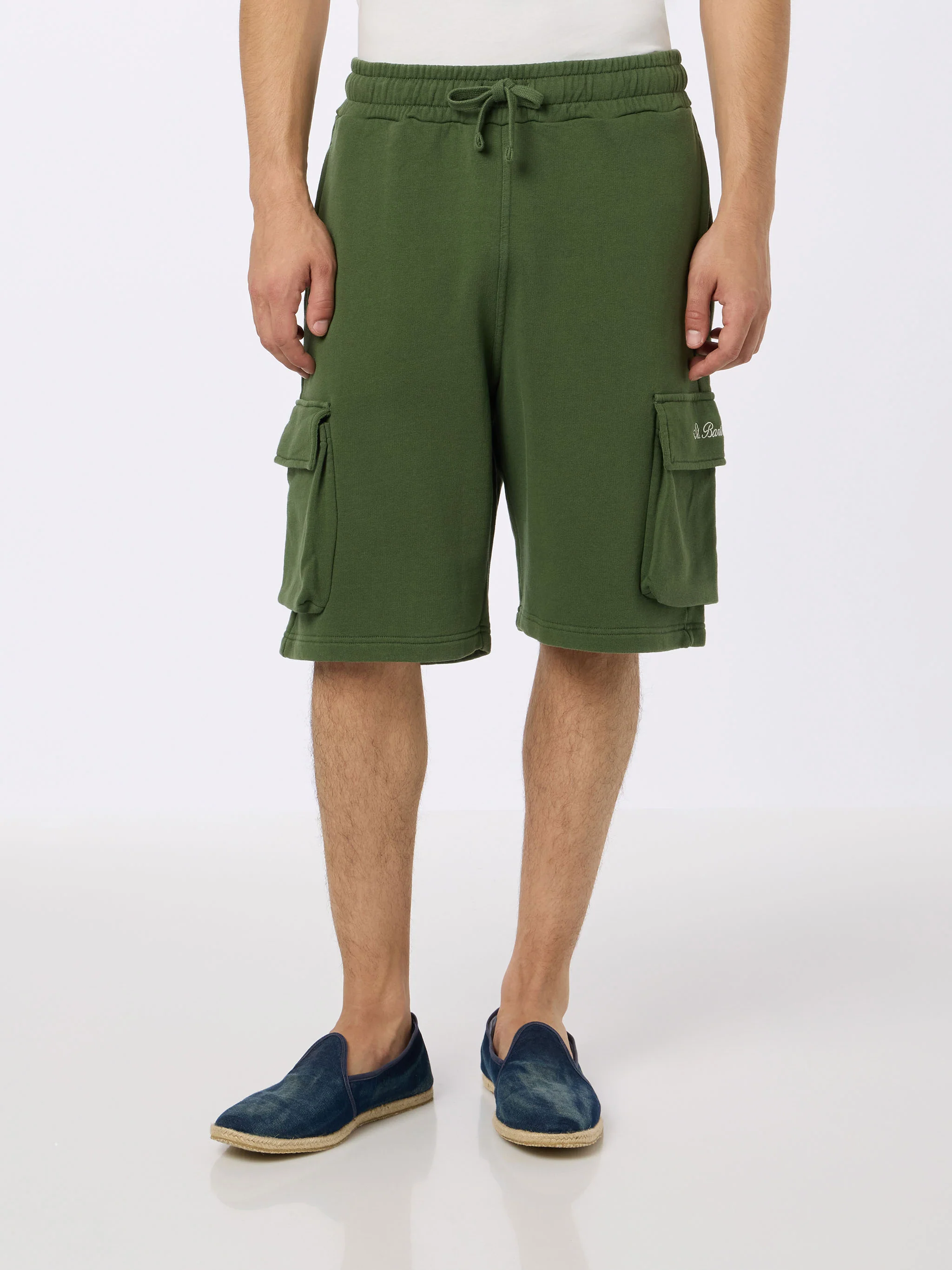 Cargy military green cotton cargo shorts
