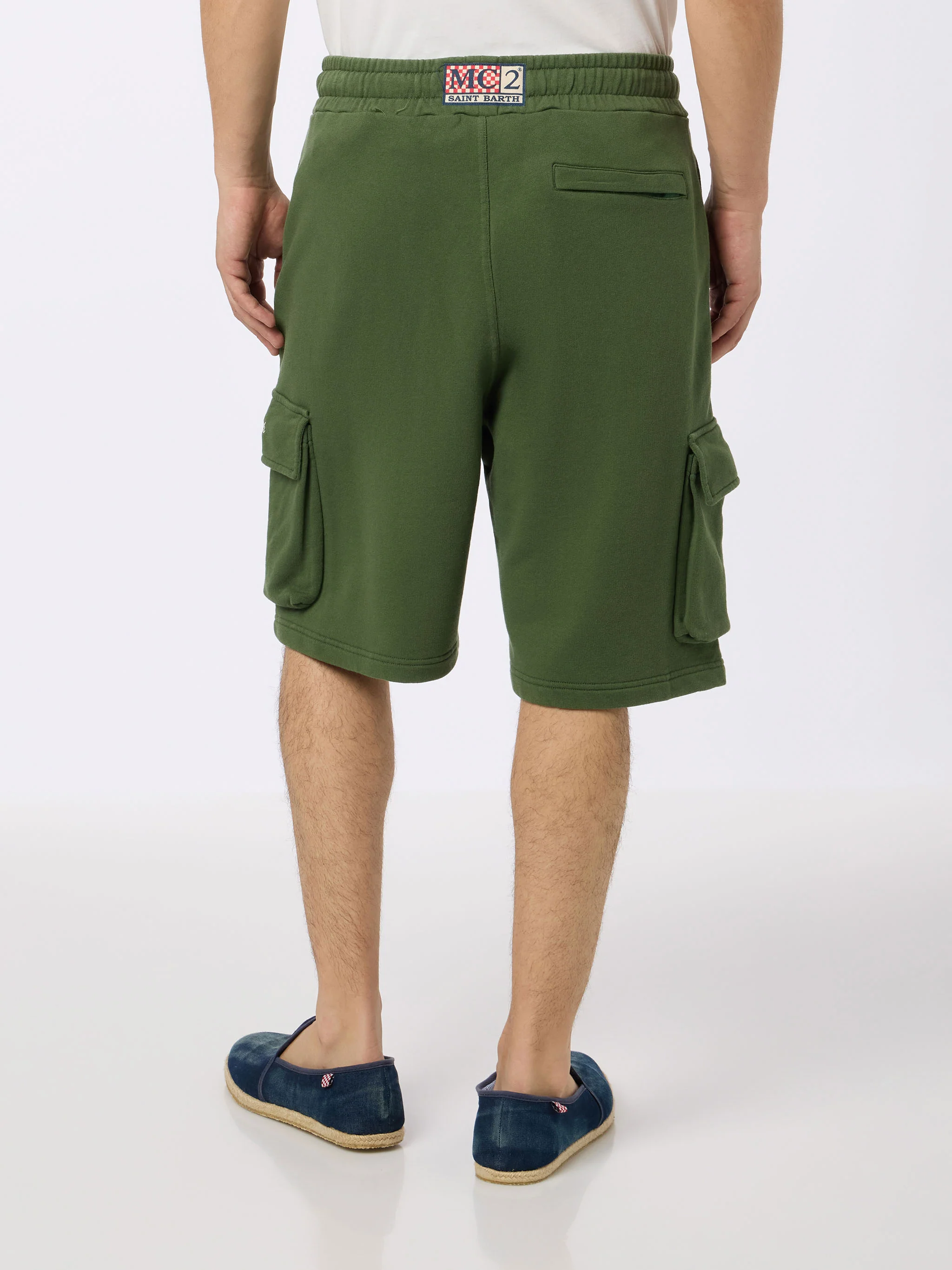 Cargy military green cotton cargo shorts - Image 2