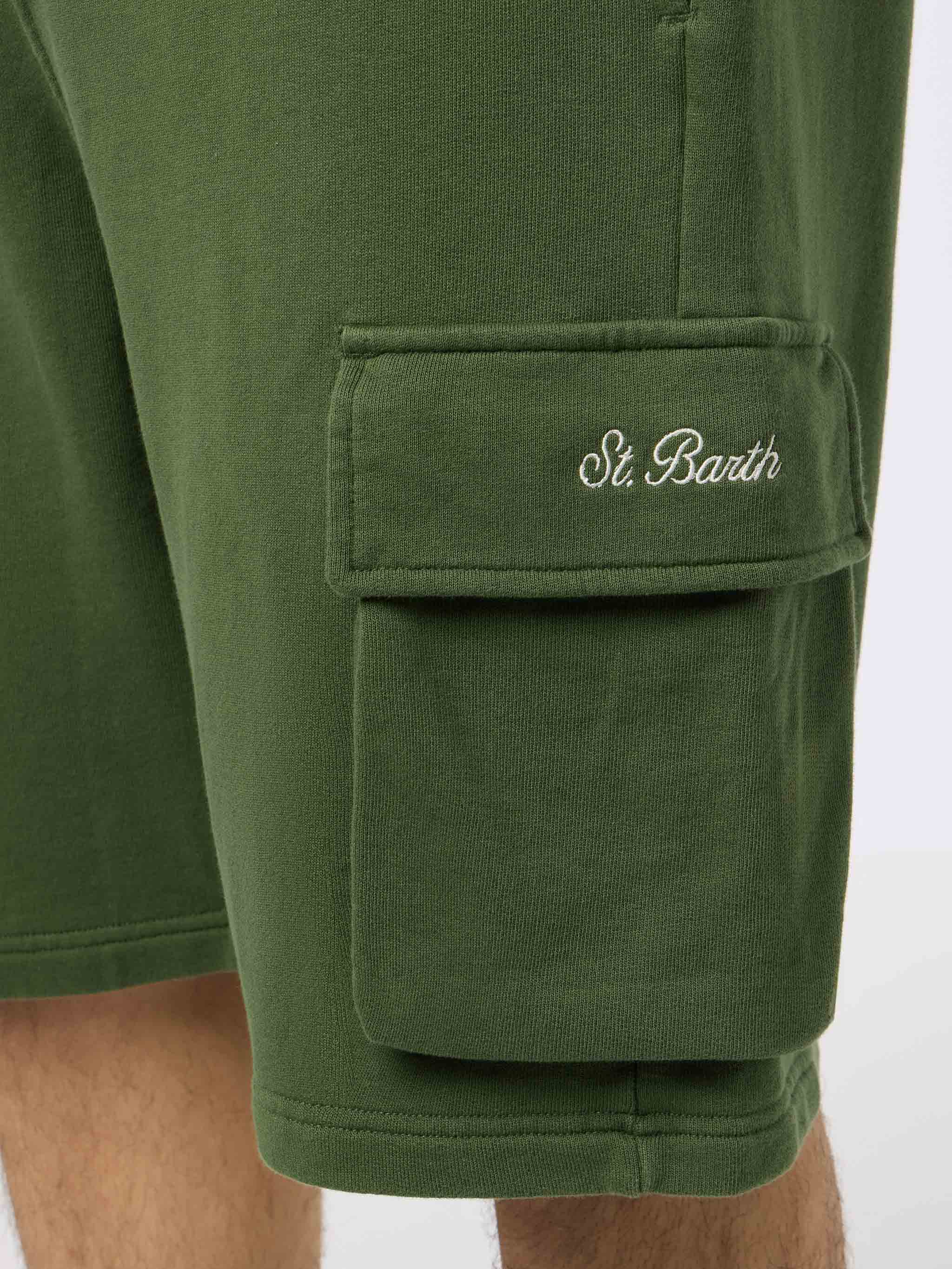 Cargy military green cotton cargo shorts - Image 3