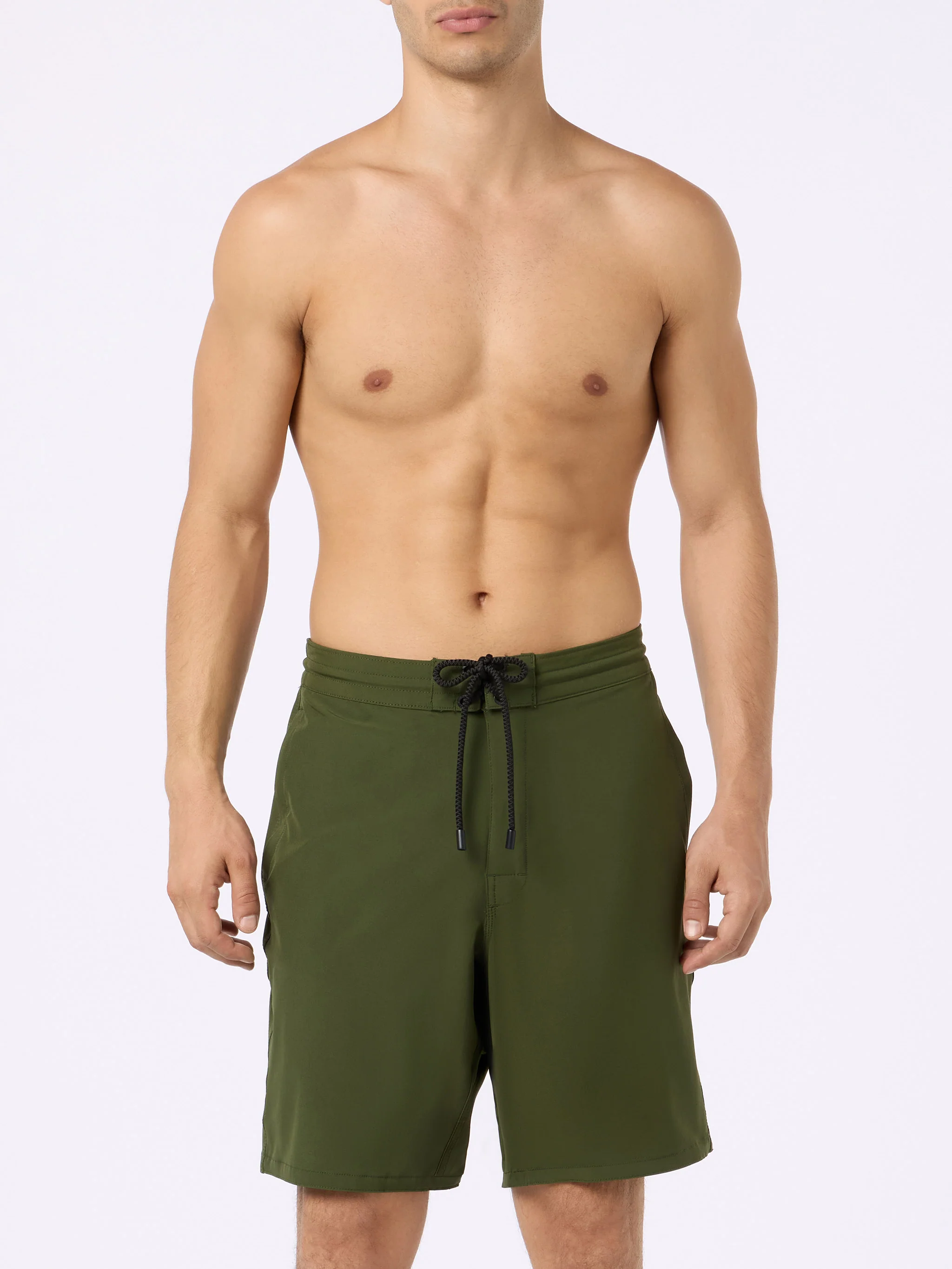 Military green long stretch Comfort Surf swim shorts - Image 3